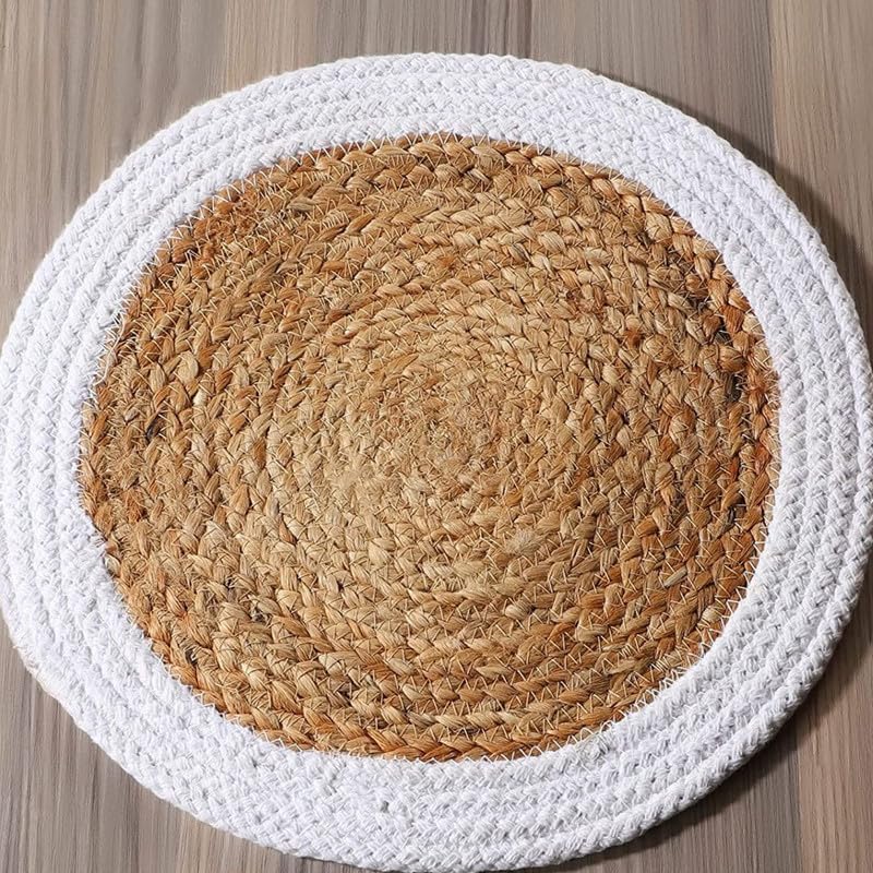 DK Enterprises Jute Coaster Braided Place mats 25cm Round Best for BedSide Table | Center Table | Shelves Placemat Size 25cm | 