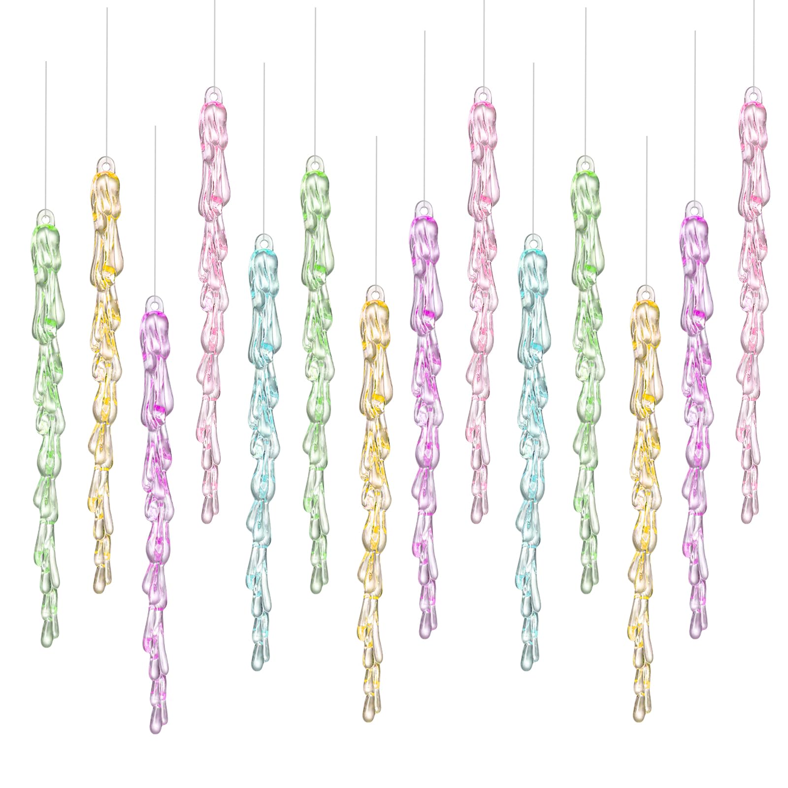 Motionchic 25 Pcs Pastel Candy Christmas Ornaments 5.25' Pastel Icicle Decoration for Christmas Tree Candy Crystal Tree Hanging 