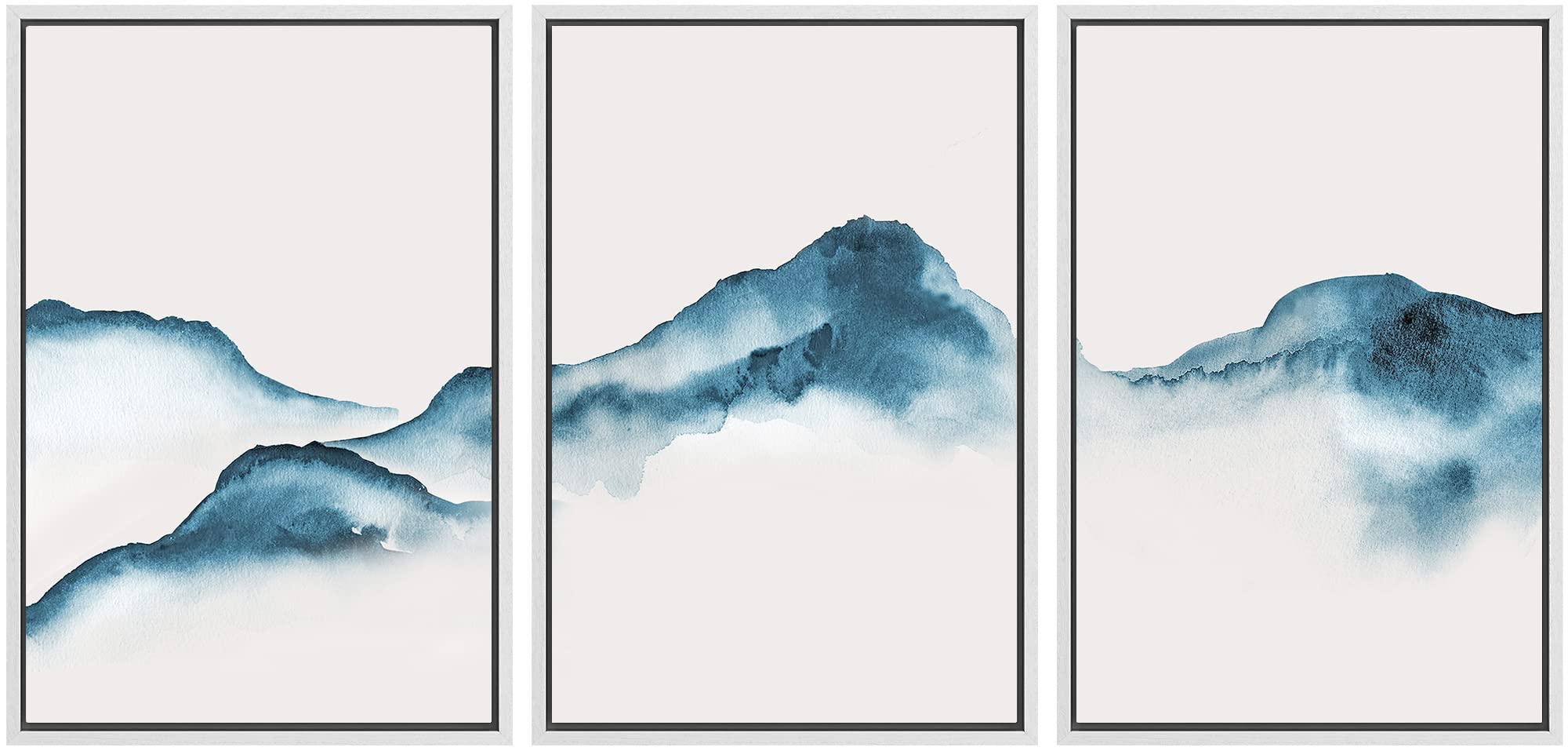 Signwin 3 Piece Framed Canvas Wall Art Abstract Mountaincanvas Prints Home Artwork Decoration For Living Room,Bedroom - 24''X36'