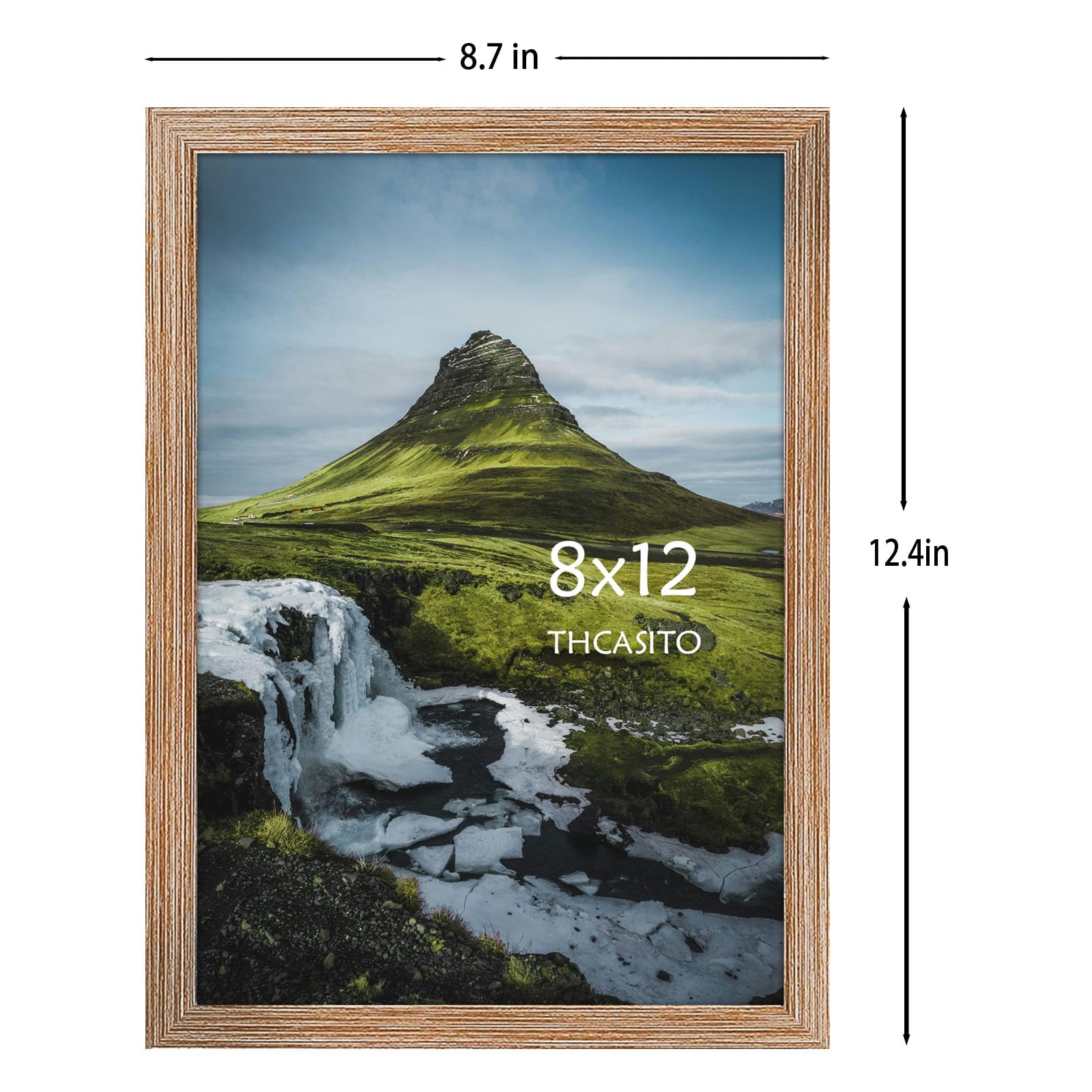 THCASITO Picture Frames 8x12 Rustic Brown Photo Frames without Mat for Wall and Tabletop Decor, Set of 2