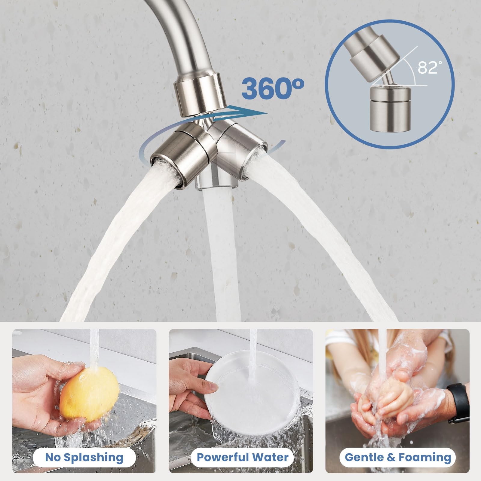 Airuida Brushed Nickel Wall Mount Kitchen Faucet with Sprayer Wall Mounted Kitchen Sink Faucet 8 Inch Center Double Cross Handles 360 Degree Swivel Spout Restaurant Mixer Tap Commercial