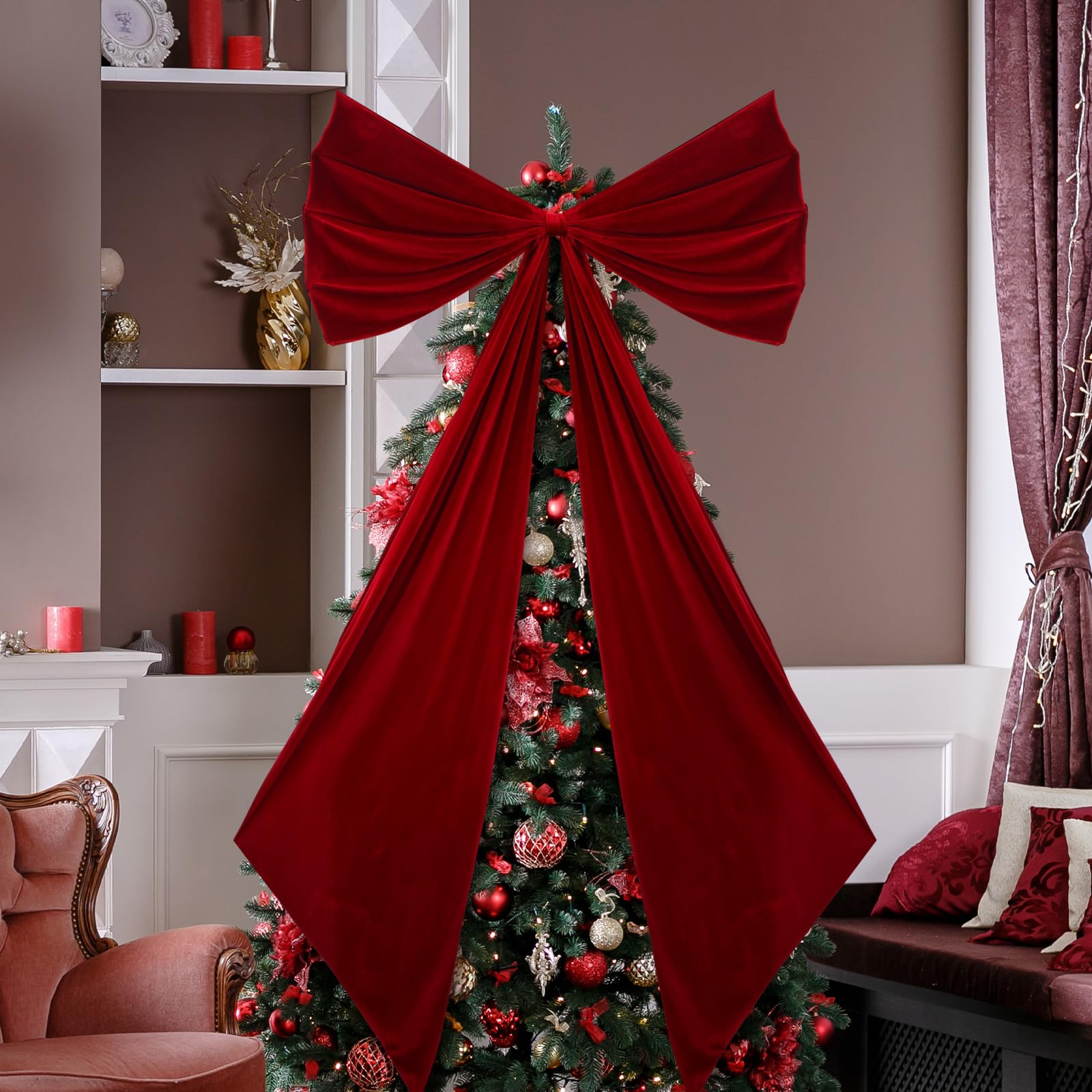Wavwavw Big Bow Decor 39 x 72 Inch Giant Bow Wall Decor for Room Backdrop Large Ribbon Tie for Coquette Party Birthday Baby Show