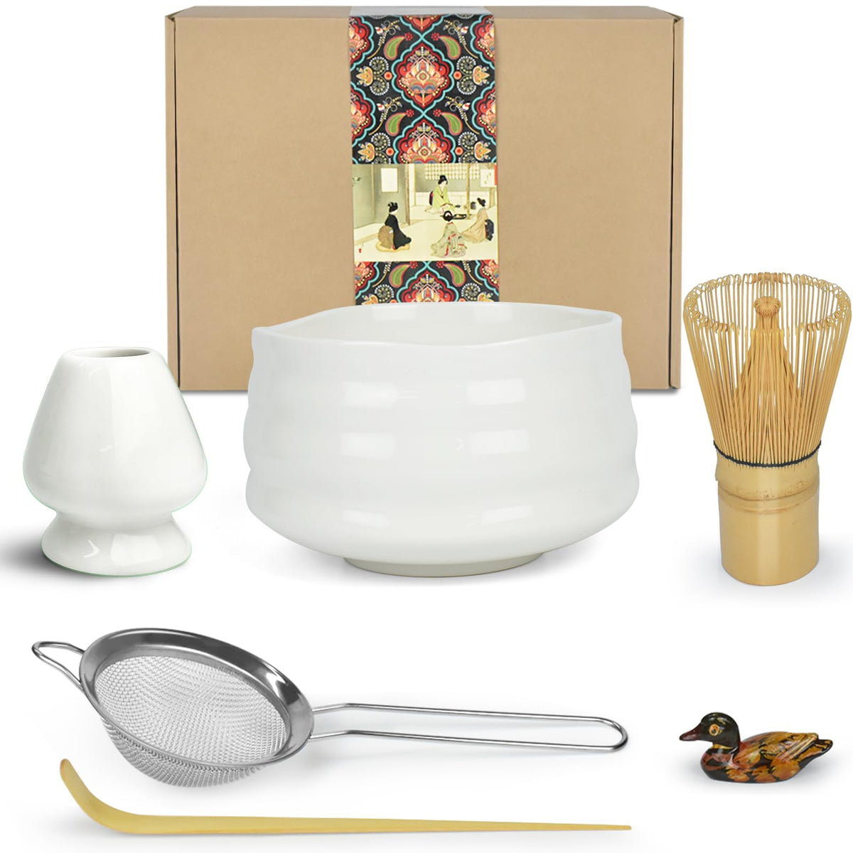 Artcome Matcha Ceremony Kit For Japanese Tea Ceremony, Traditional Matcha Bowl, Whisk, Tea Scoop, Matcha Powder Strainer, Matcha