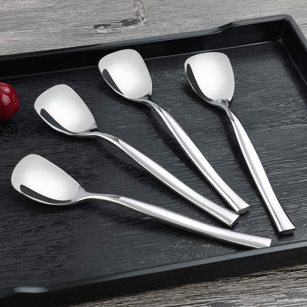 Idomy Set Of 12 Stainless Steel Dessert Ice Cream Spoons, 5.51-Inch