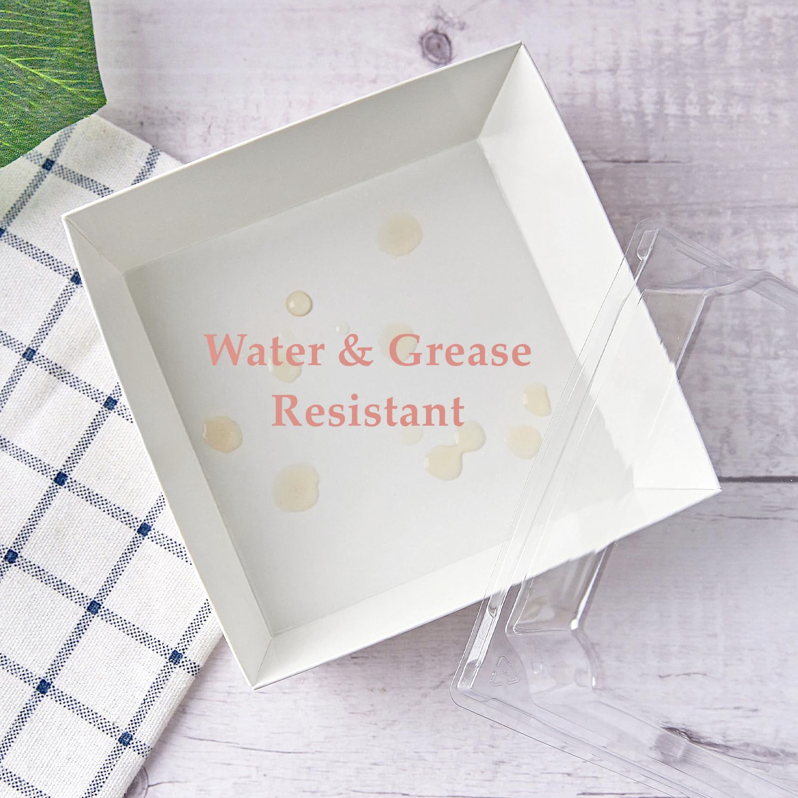 Ocmoiy 50 Pack Small Charcuterie Boxes With Clear Lids 4X4 Inch, To Go Disposable Paper Food Containers Bakery Treat Boxes For D