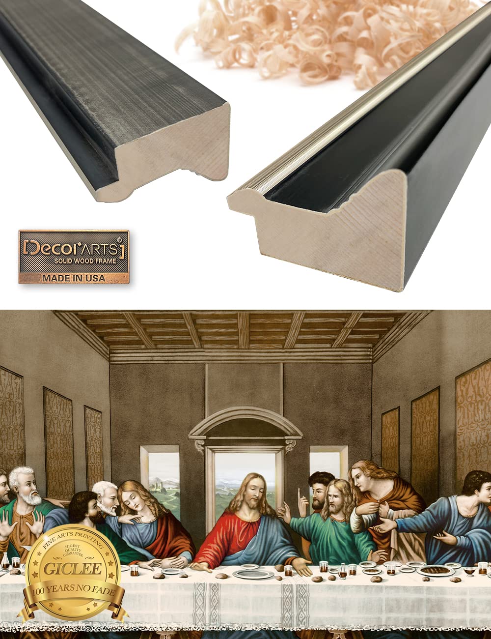 Decorarts - The Last Supper By Leonardo Da Vinci Giclee Reproducation, Giclee Prints Acid Free Cotton Canvas With Matching Balck