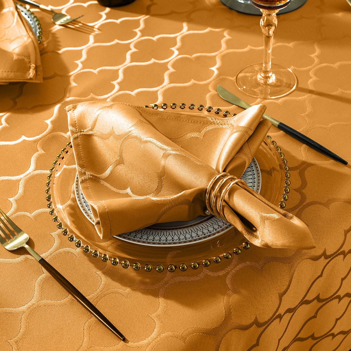 Sastybale Jacquard Cloth Napkins 20 X 20 Inch Flower Pattern 4 Pieces Solid Washable Comfortable For Restaurant Family Dinners W