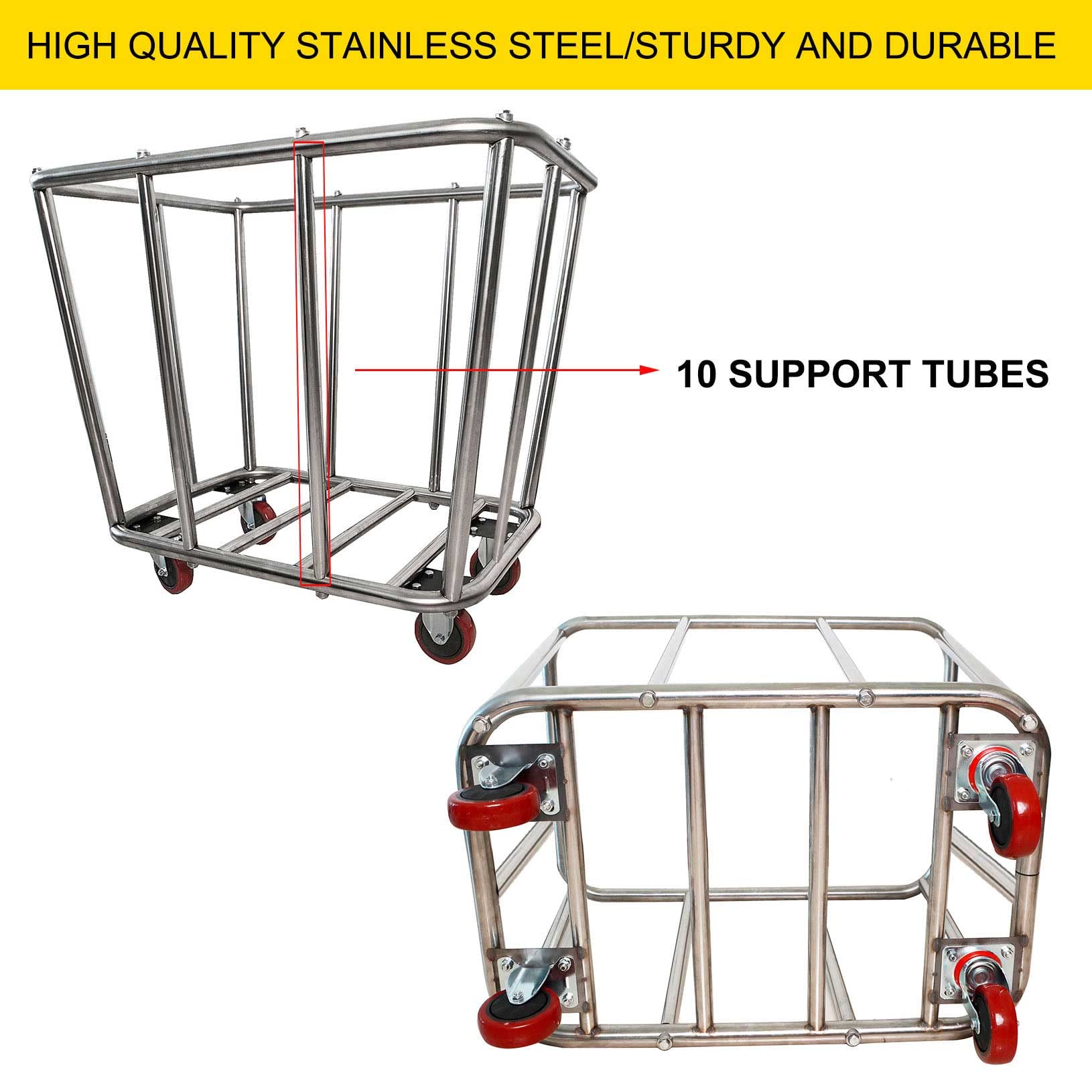 Laundry Cart Commercial,10 Bushel (350L) Large Industrial Rolling Laundry Hamper With 4 Inch Wheels,Home Heavy Duty Laundry Bask