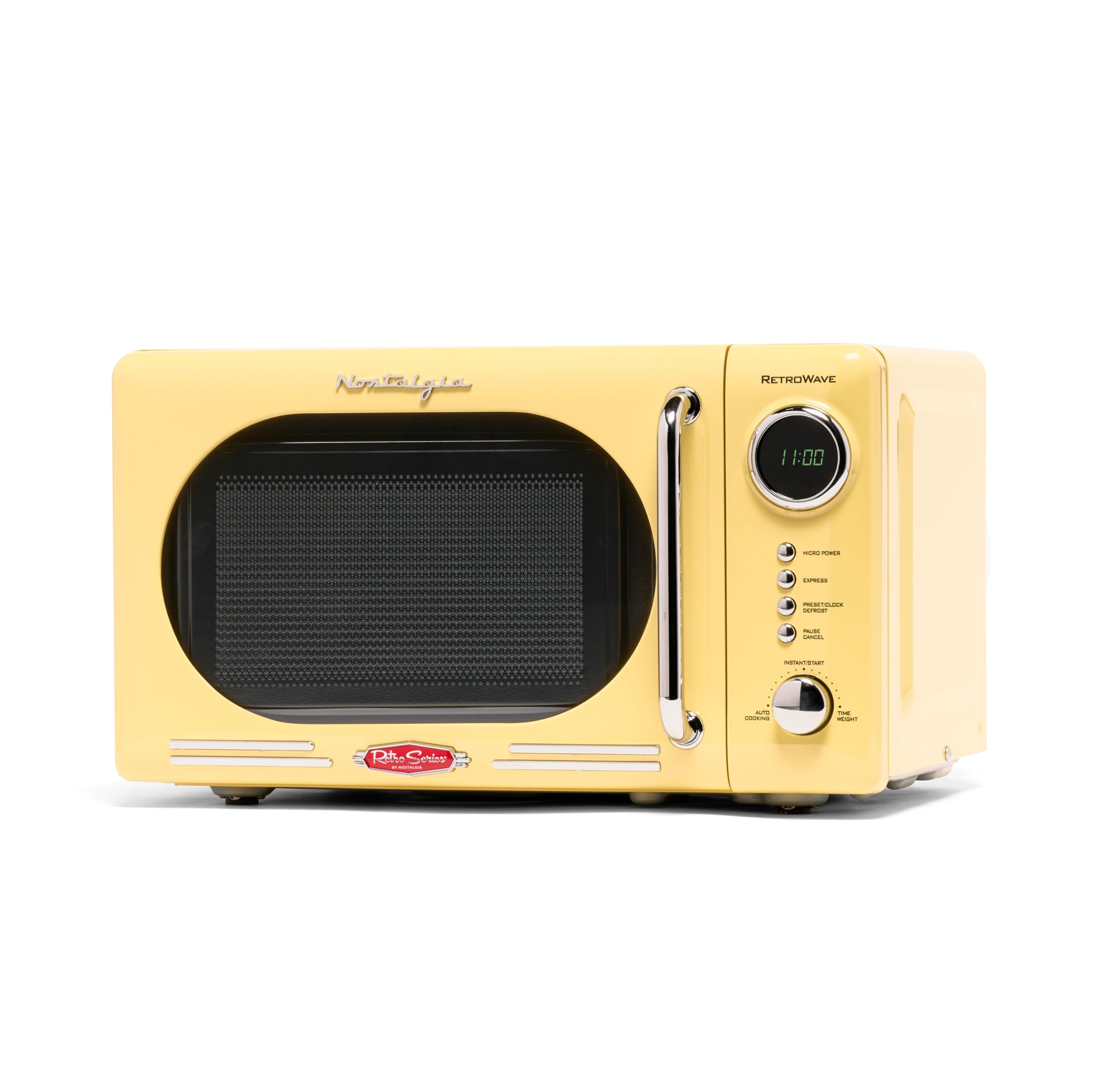 Nostalgia Nrmo7Yw6A Retro Compact Countertop Microwave Oven, 0.7 Cu. Ft. 700-Watts With Led Digital Display, Child Lock, Easy Cl