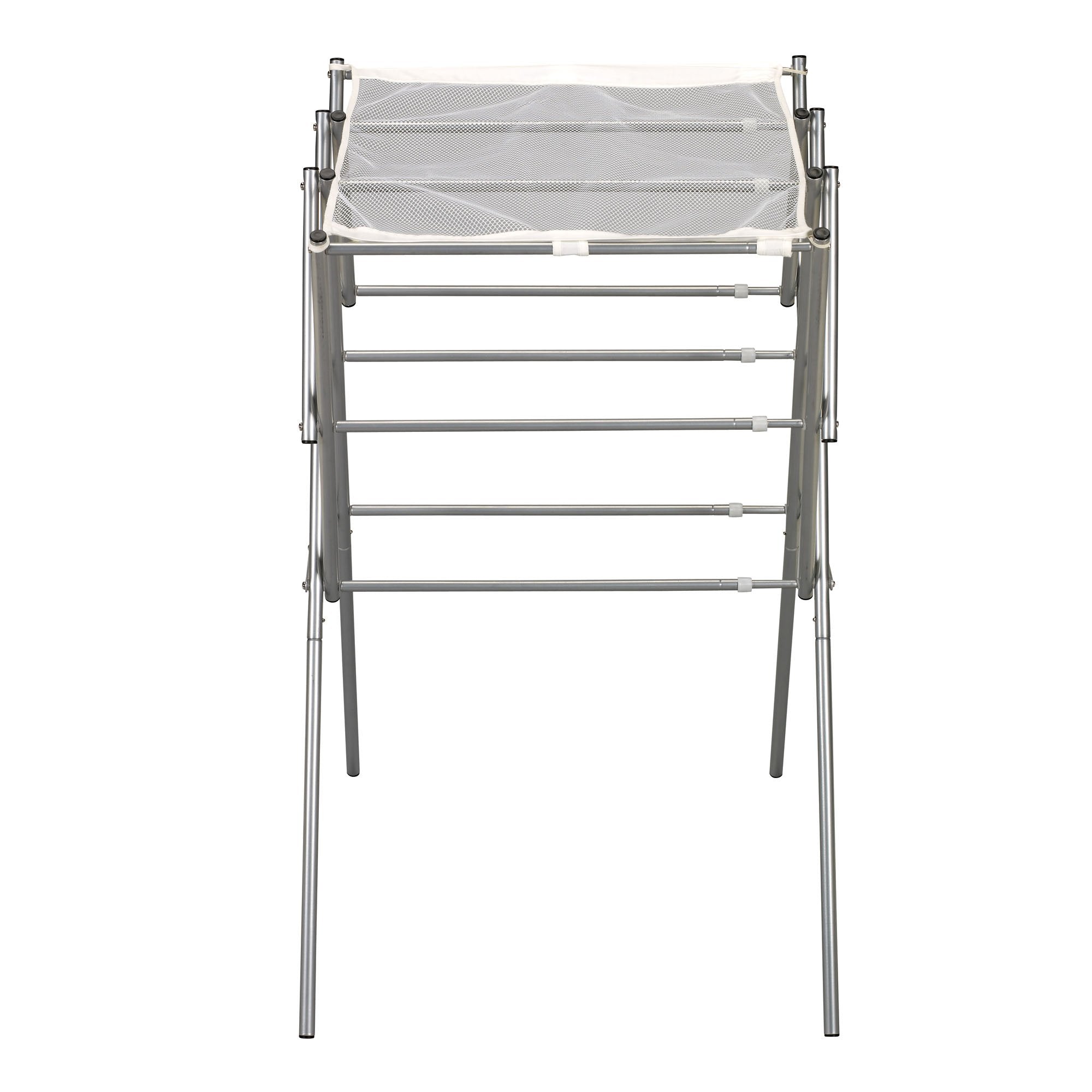Household Essentials 5127 Collapsible Expandable Metal Clothes Drying Rack - Dry Wet Laundry Indoors - Satin Silver, 24.5''D X 2