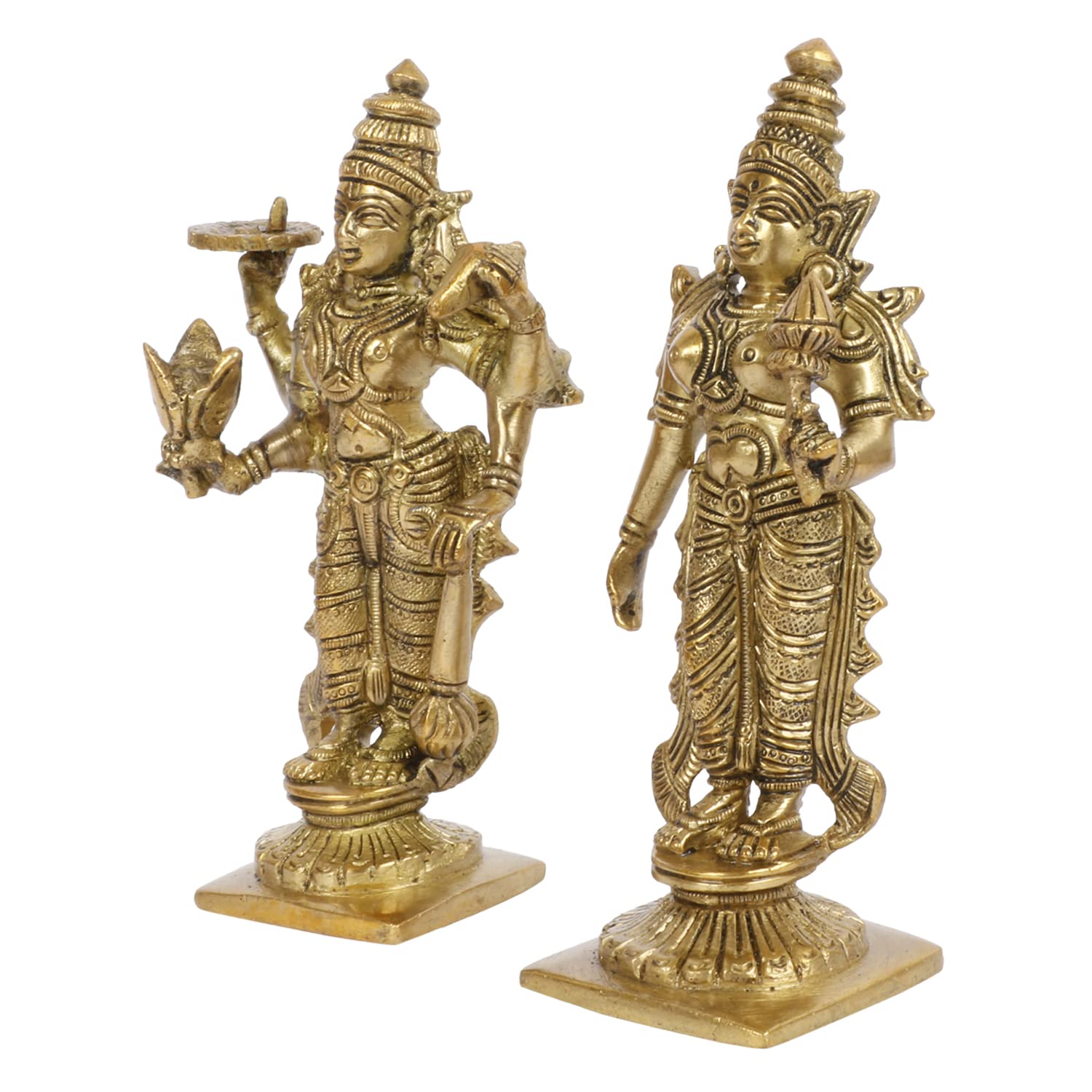 Kartique Brass Vishnu Laxmi Murti Lord Bhagwan Vishnu Narayan Lakshmi Statue Idol Murti for Home Decor Mandir Pooja Goddess Laxm