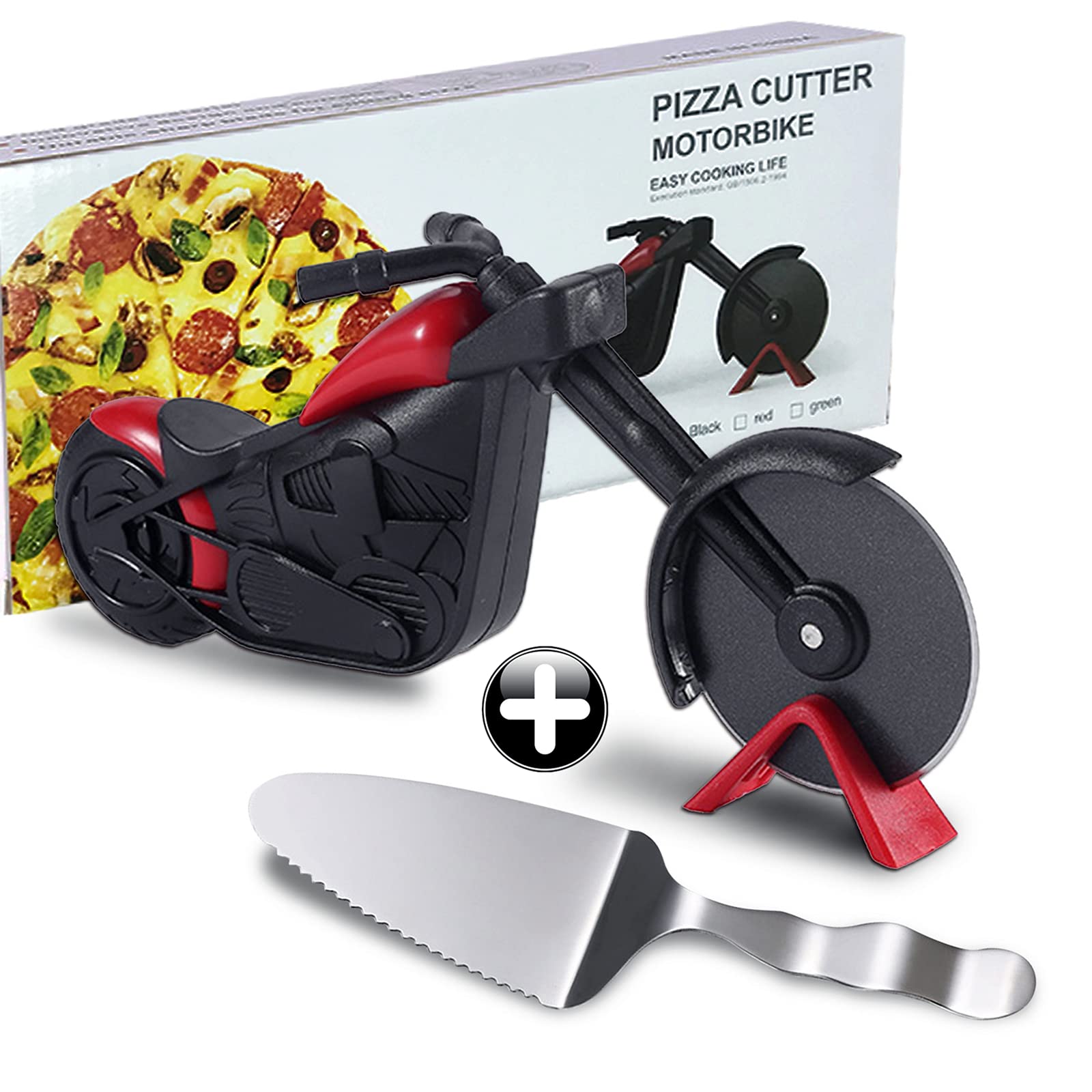 Pizza Cutter,Quality Stainless Steel Motorcycle Pizza Cutter Wheel,Super Sharp Pizza Slicer Cutter Wheel With Non Slip Ergonomic