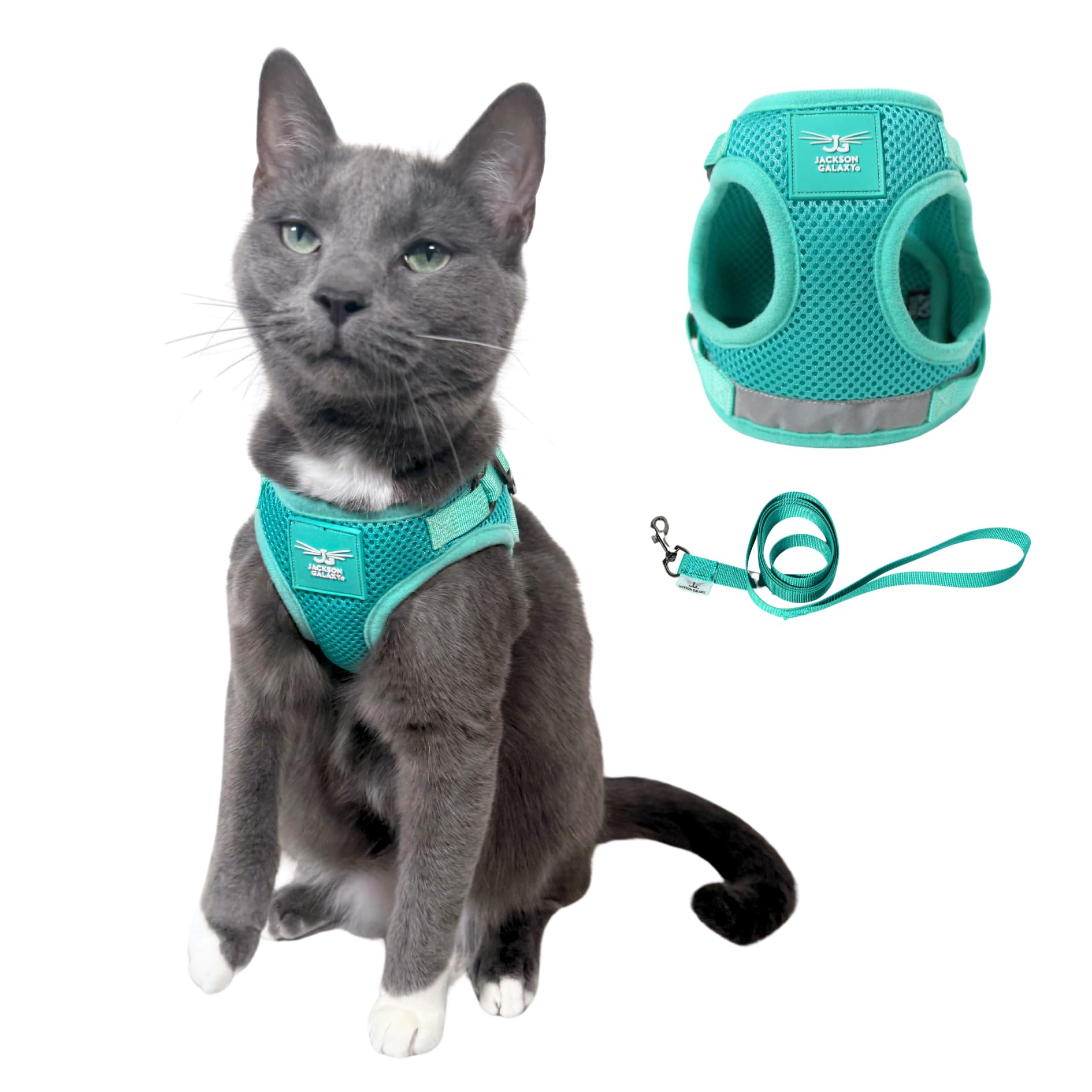 Travel Cat x Jackson Galaxy Harness and Leash Set - Adjustable Fit Mesh Cat Harness with Nylon Leash - Comfort, Escape Proof Har