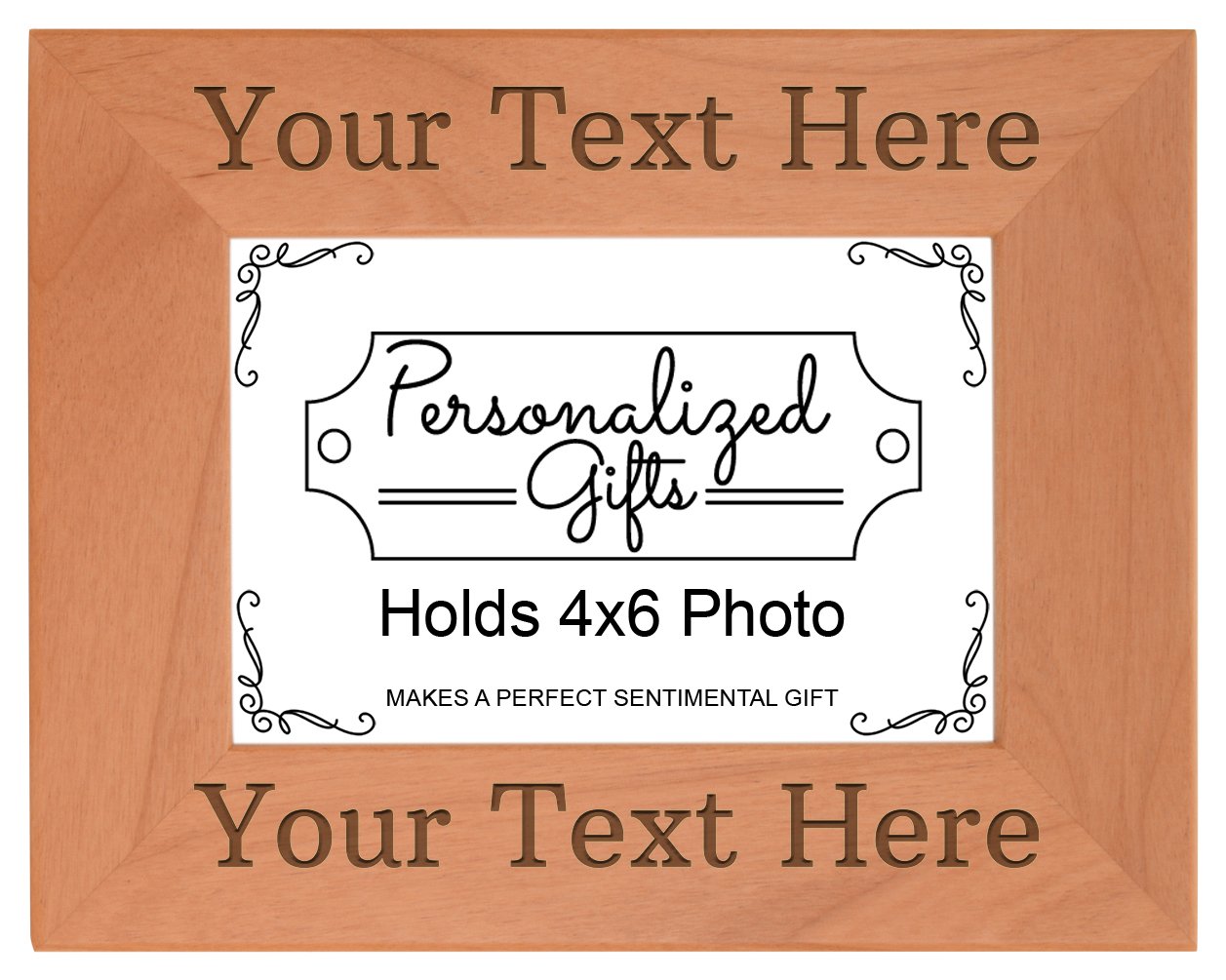 Personalized Picture Frame Your Message Personalized Wood Engraved 4x6 Landscape Picture Frame