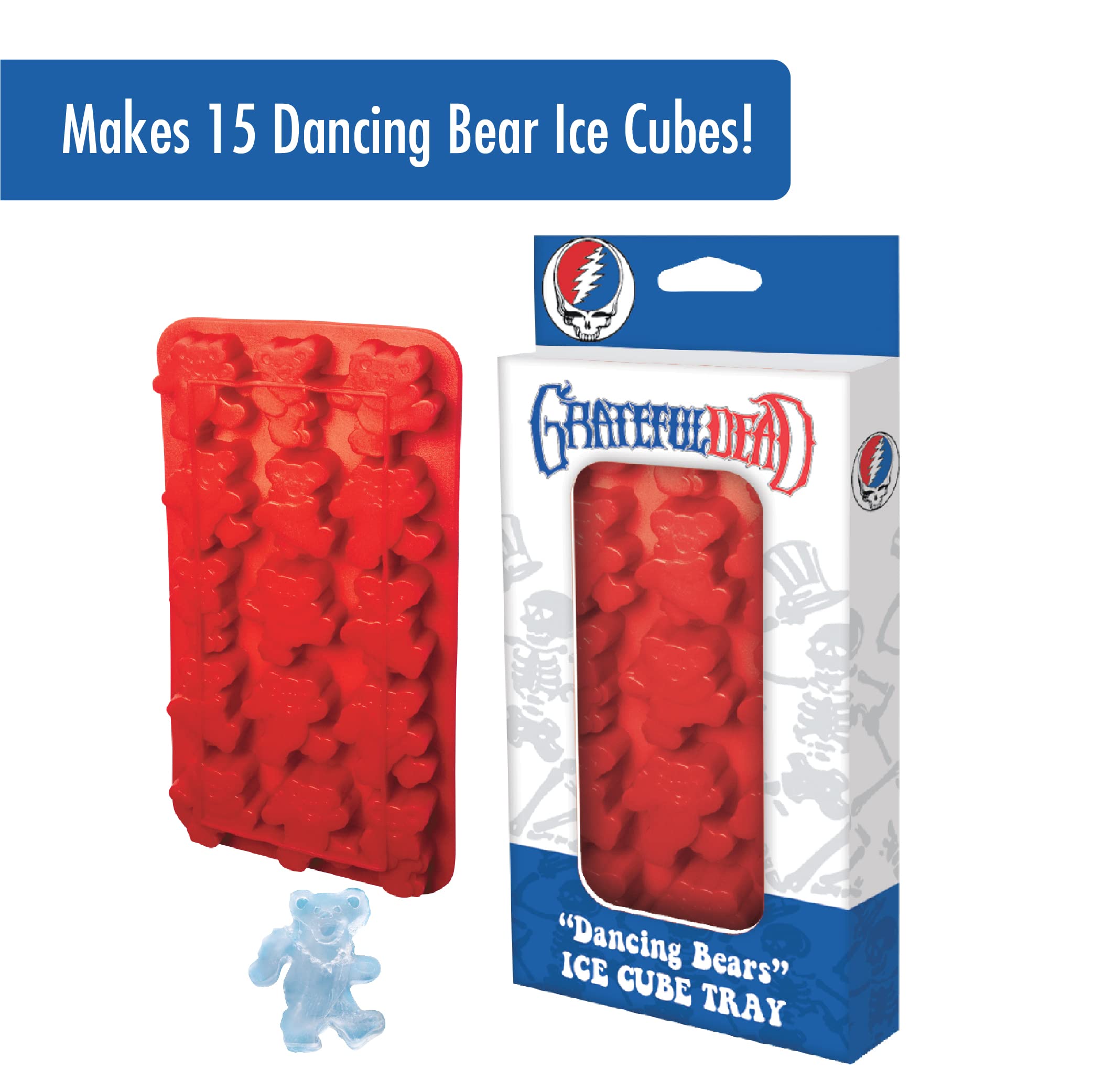 ICUP Grateful Dead Ice Cube Mold Tray  Freezer Bar Items Shapes & Trays  Rock Specialty Molds  Officially Licensed Blue 8.5 x 4.5 x .9