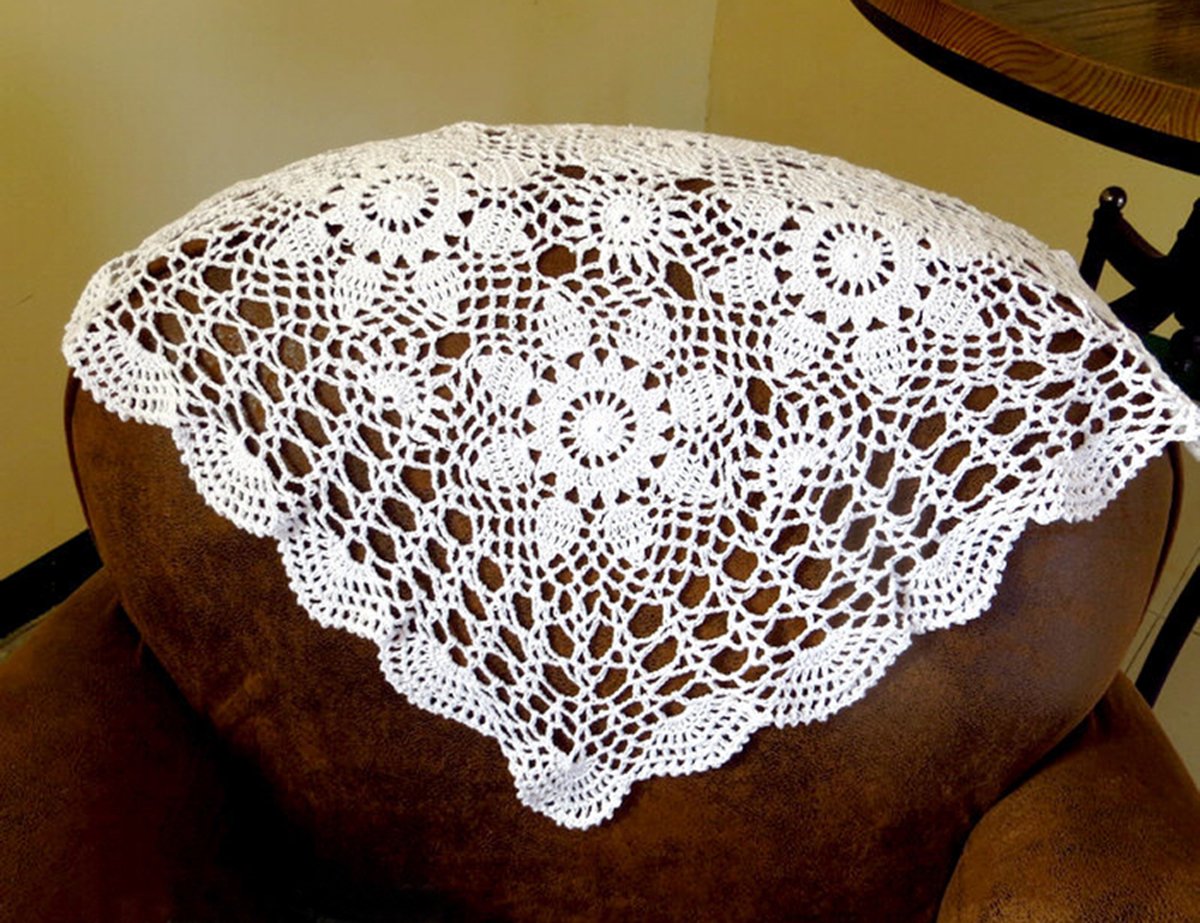 Laivigo Handmade Crochet Cotton Lace Tablecloth Placemats Doilies Doily Square,19 Inch,White