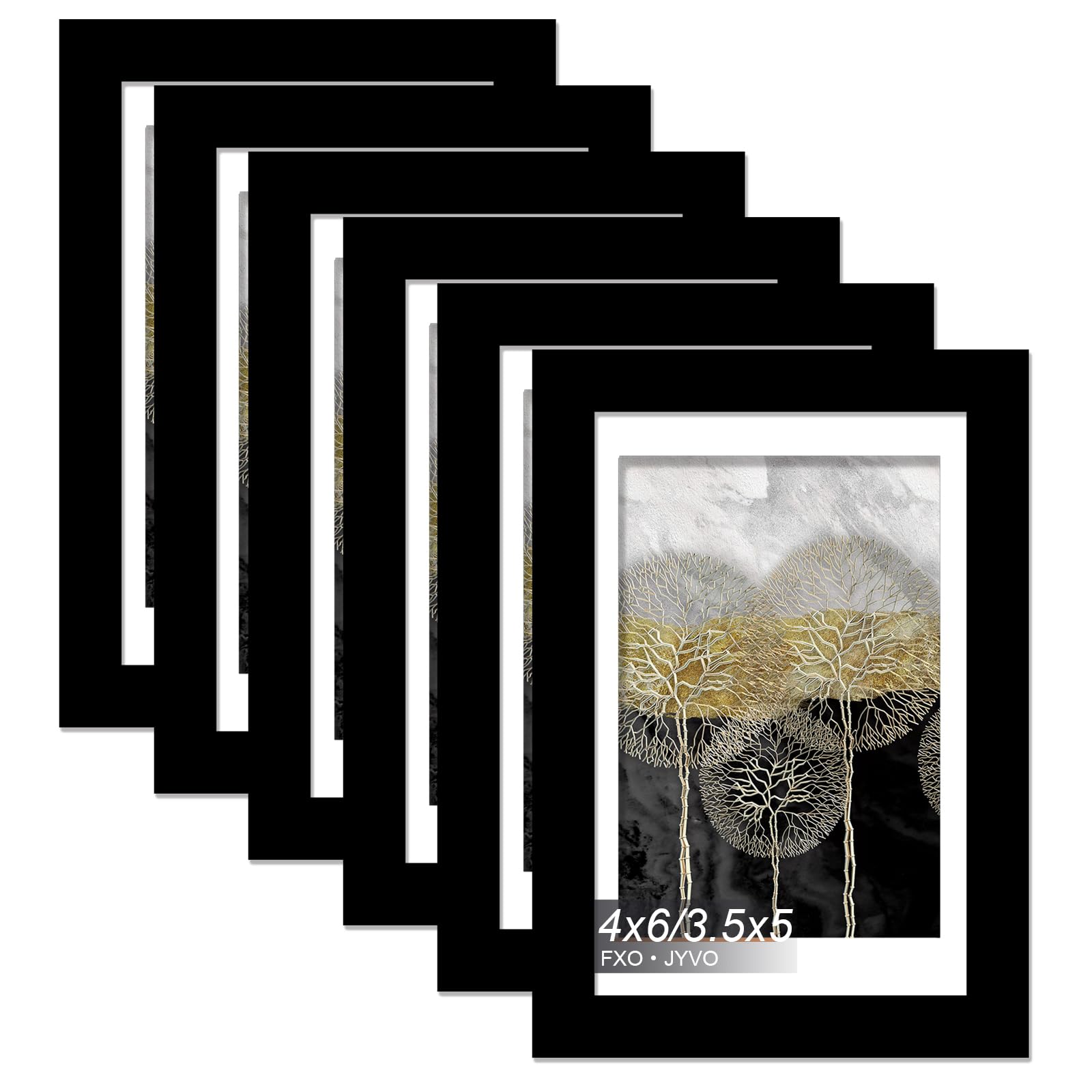 Fxojyvo 4x6 Picture Frame Set of 6, Display Photo 3.5x5 with Mat or 4 x 6 Without Mat, Light Weight and High Transparent 4 by 6 