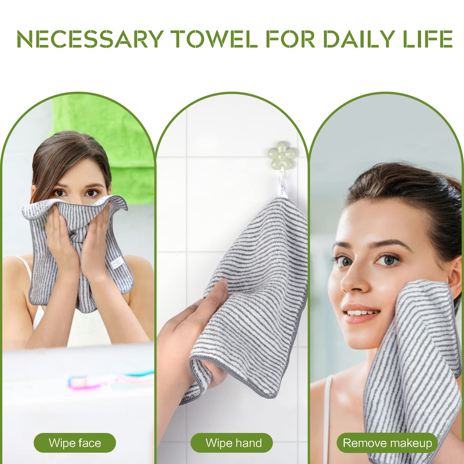 Sinland Microfiber Face Towels Ultra Soft Facial Washcloths Face Cloth For Bath 12Inch X 12Inch 6 Pack Stripe