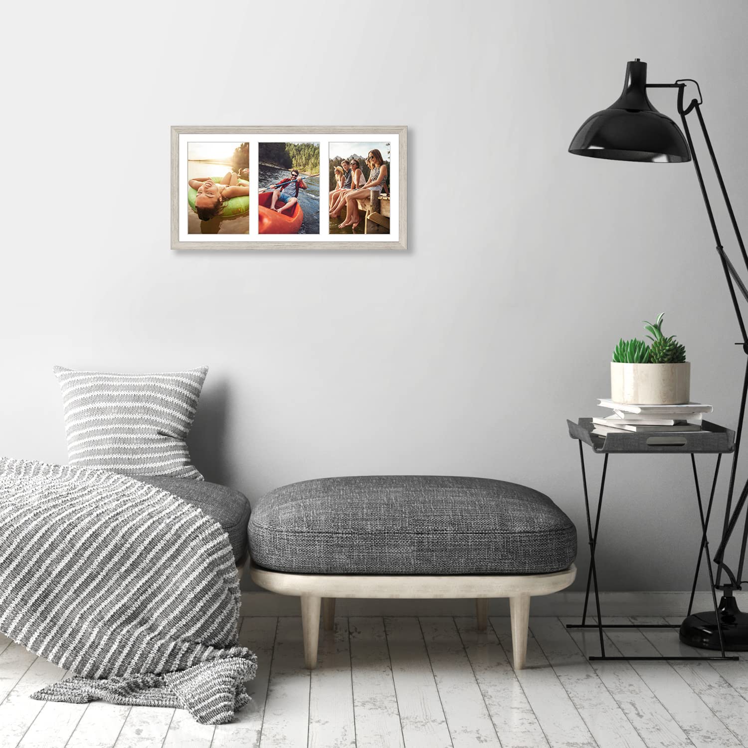 Americanflat 5x7 Picture Frame Collage with Shatter-Resistant Glass - Fits Three 5x7 Photos or Use as One 8x16 Frame - Signature