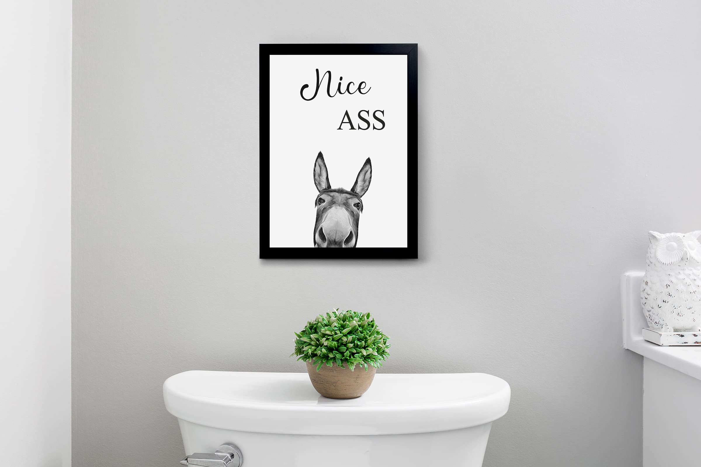 Donkey Animal Prints Toilet Room Decor,Nice Ass Quotes Bathroom Sign, Funny Bathroom Decor Bathroom Signs, Funny Bathroom Wall A