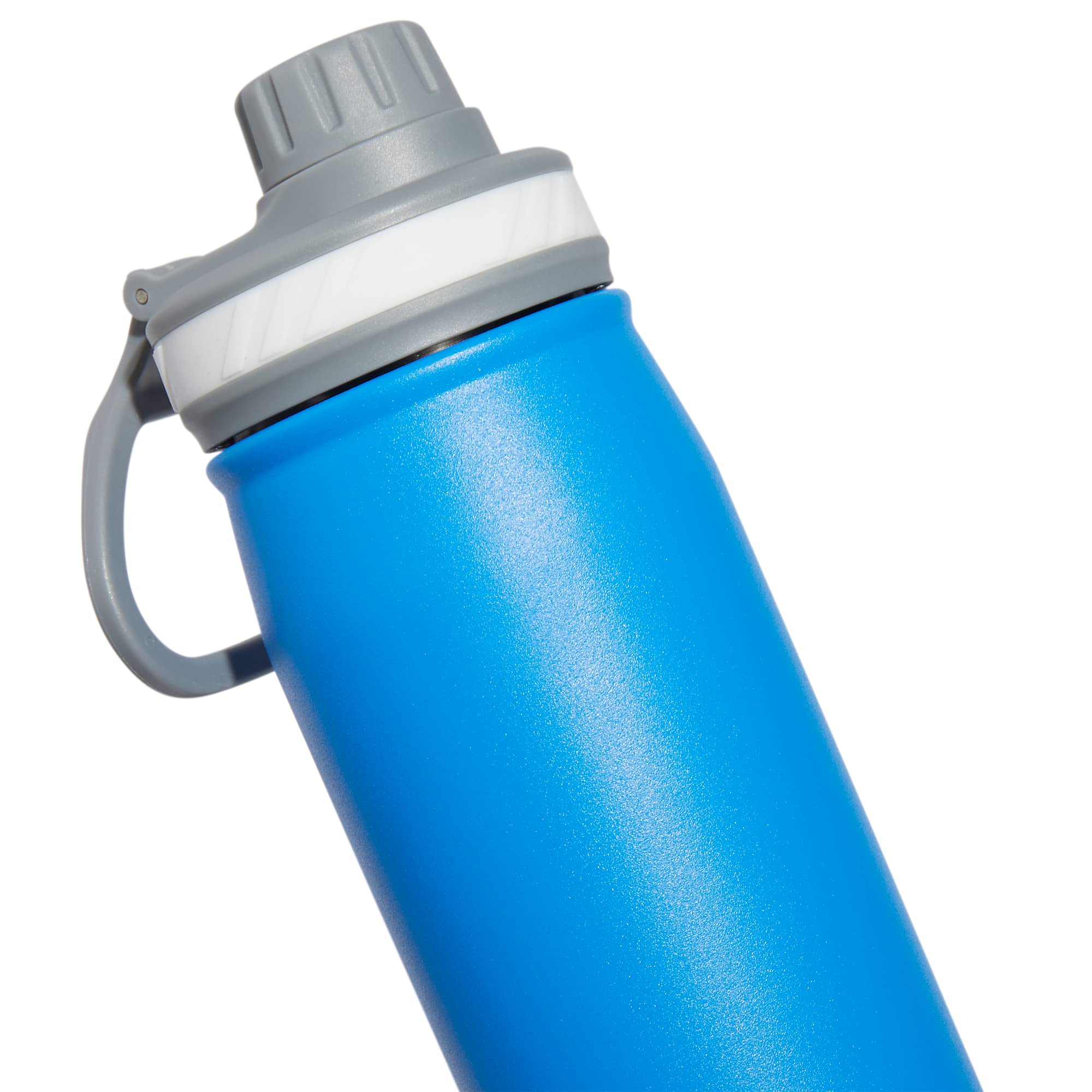 Adidas 600 Ml (20 Oz) Metal Water Bottle, Hot/Cold Double-Walled Insulated 18/8 Stainless Steel, Blue Rush/White/Grey, One Size