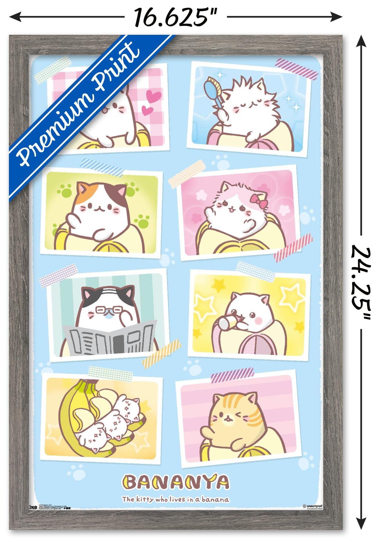 Trends International Bananya - Grid Wall Poster, 14.725'' X 22.375'', Barnwood Framed Version