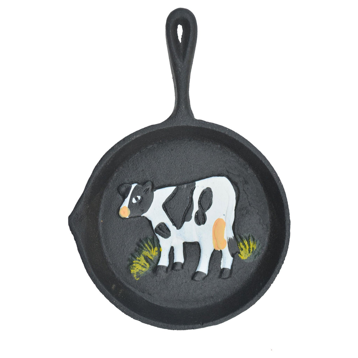 Import Wholesales Cast Iron Skillet Wall Hanging Plaque Holstein Dairy Cow 7.75'' Long Decoration