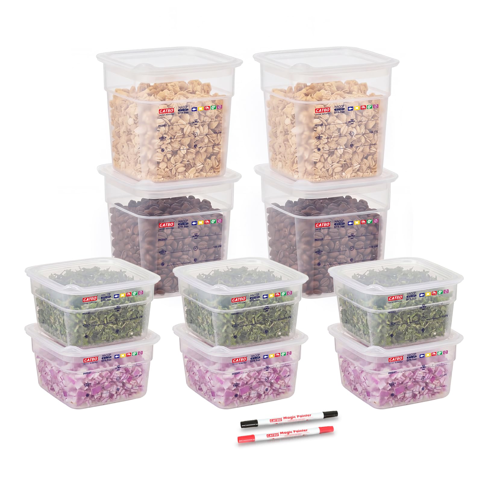 GATBO 10Pack Mini Food Storage Containers with Sealing Lids, Small Builtin Label Area Translucent Container Set, Commercial Gr
