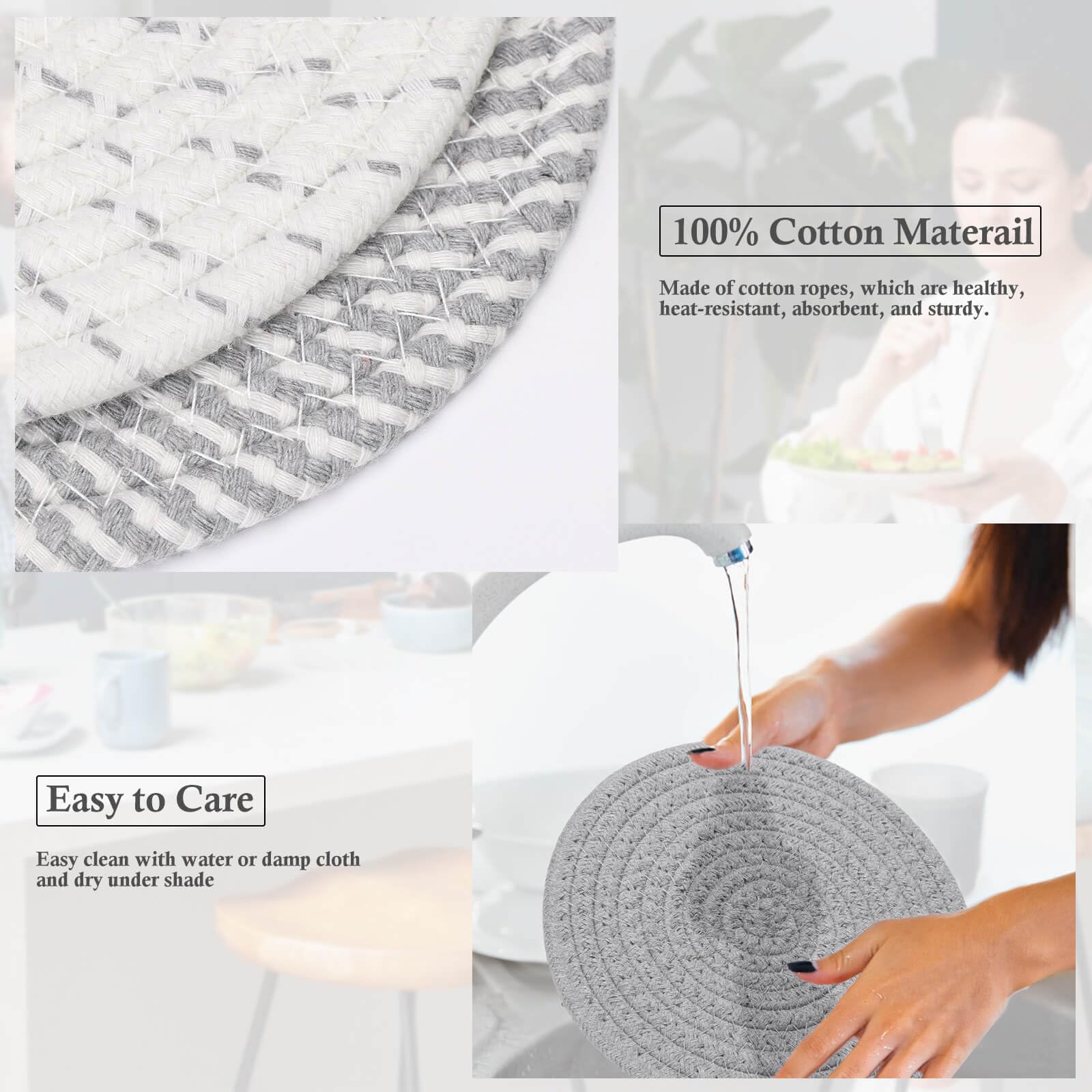 Billbotk 7'' Trivets For Hot Dishes, Hot Pots And Pans, 4 Heat Resistant Hot Pads, Pot Holders For Kitchen, Hot Plate Mats For K