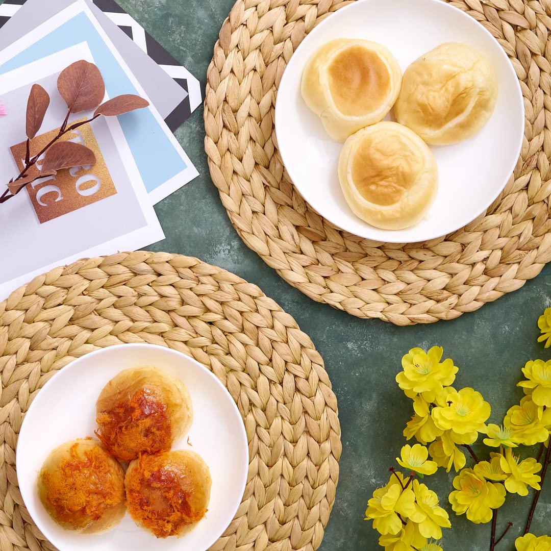 (4 Sizes: 12''-13''-14''-15'') BARIEN Woven Placemats Round Set of 6  Natural Water Hyacinth Weave Placemat for Dining Table  Large Handmade Woven Placemats Heat Resistant Non-Slip (13'' - Set of 6)