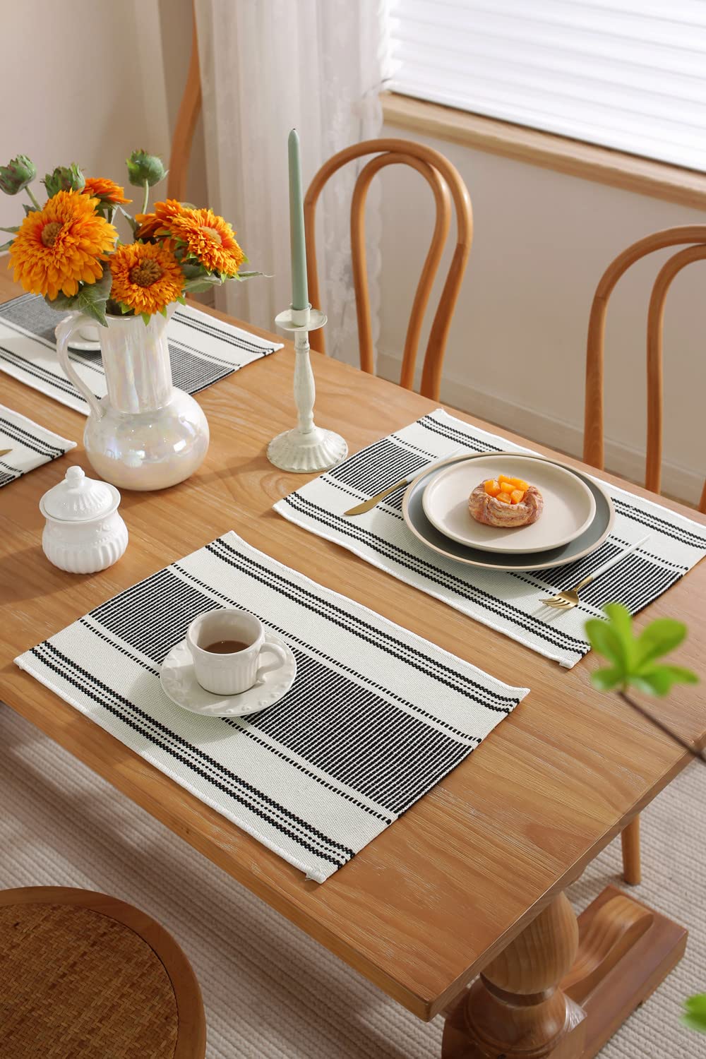 Placemats Set Of 6 For Dining Table D  Cor, Woven Cloth Place Mats For Farmhouse Kitchen Tabletop, Handcrafted Machine Washable