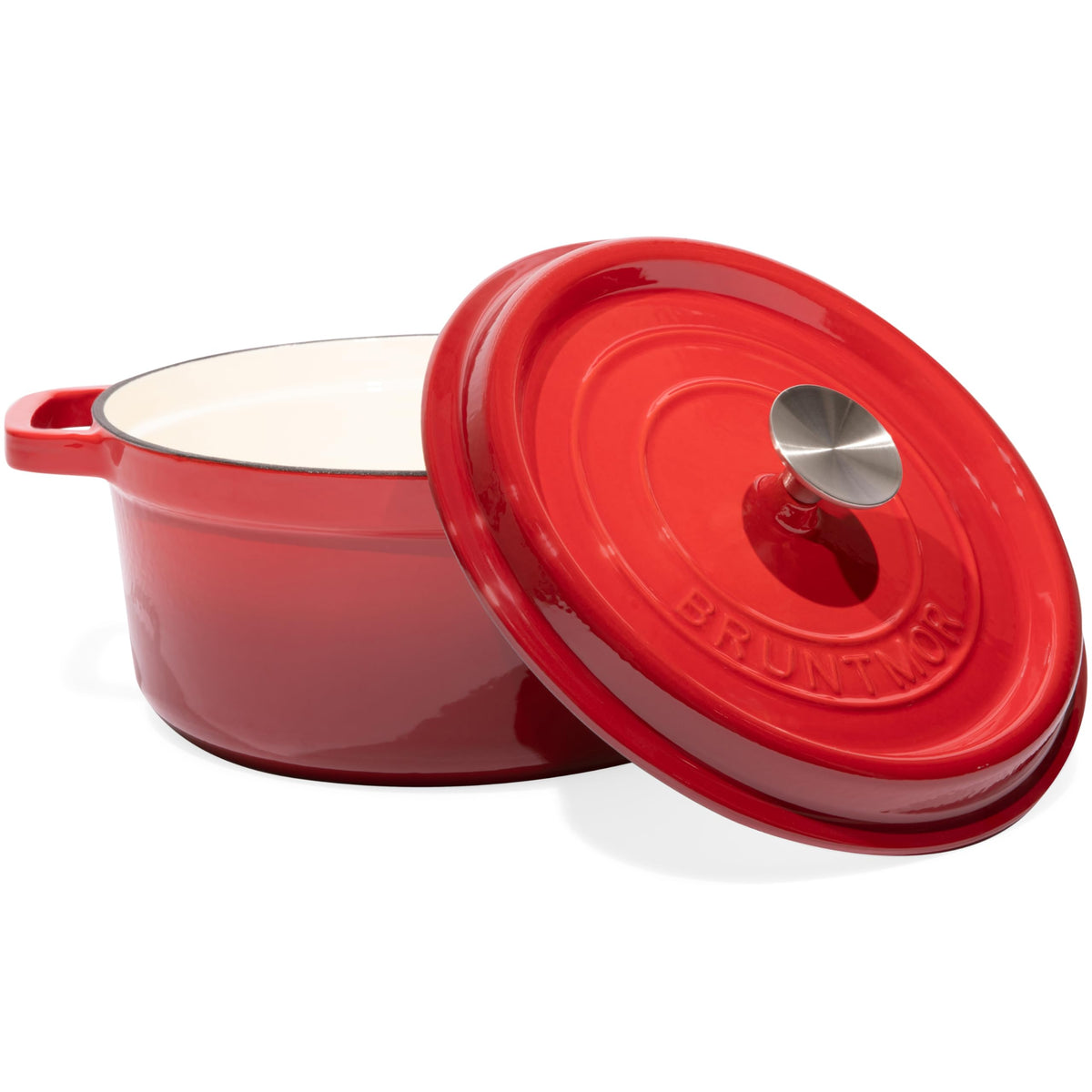 Bruntmor Pre-Seasoned Enameled Cast Iron Dutch Oven With Lid And Handle - 5.2 Quart Heavy Duty Casserole Dish For Cooking, Bakin