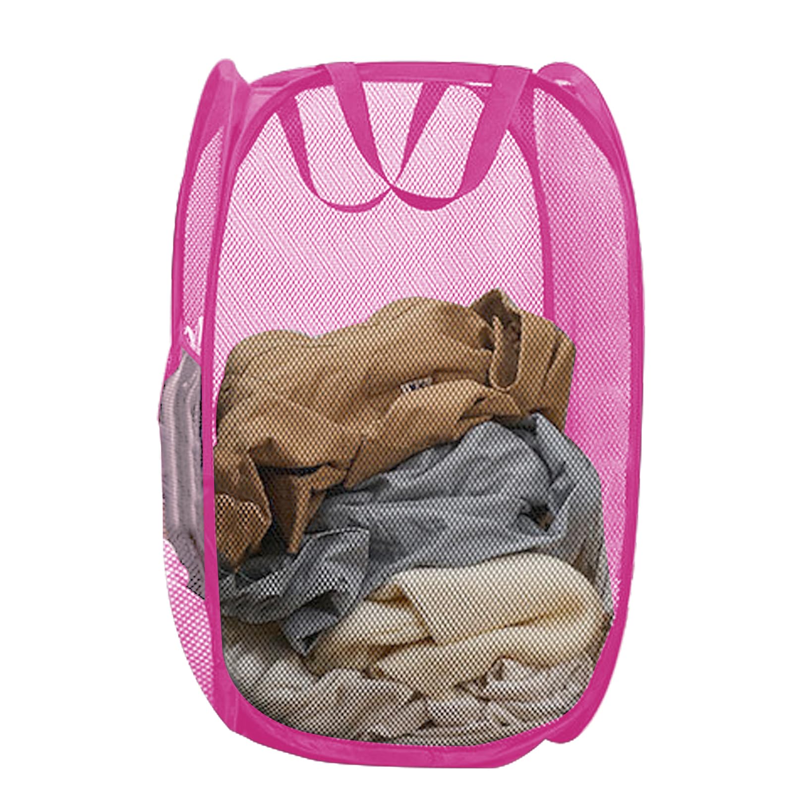 Aplter Pop up Laundry Hamper, Collapsible Laundry Basket Foldable Mesh Hamper with Handles, Side Pocket for Camping, Cruise, Tra