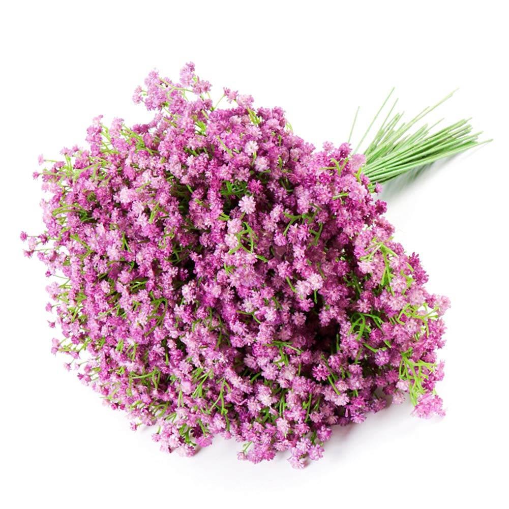 Deemei Artificial Baby Breath Flowers Purple Gypsophila Bouquets 15 Pcs Real Touch Flowers For Wedding Party Home Decoration