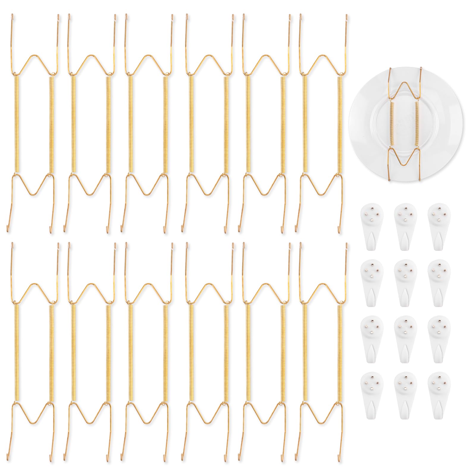 Bilillo 12 Pack Plate Hangers for The Wall, Suitable for 12-16 inch Art Plate, Stainless Steel Invisible Heavy Duty Wire Plate H