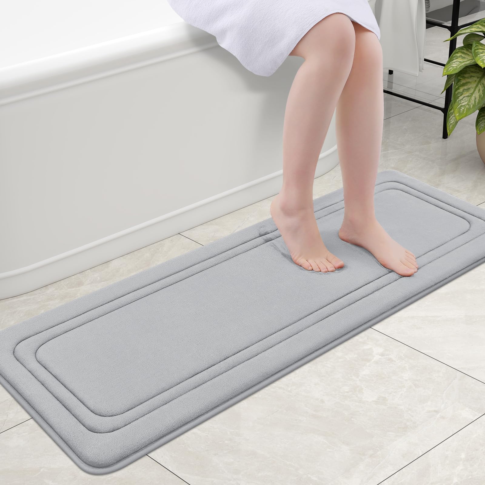 Grandaily Memory Foam Bath Mat Rug 47X17, Ultra Soft, Non-Slip And Absorbent Bathroom Rugs, Machine Wash Dry, Comfortable Bath R