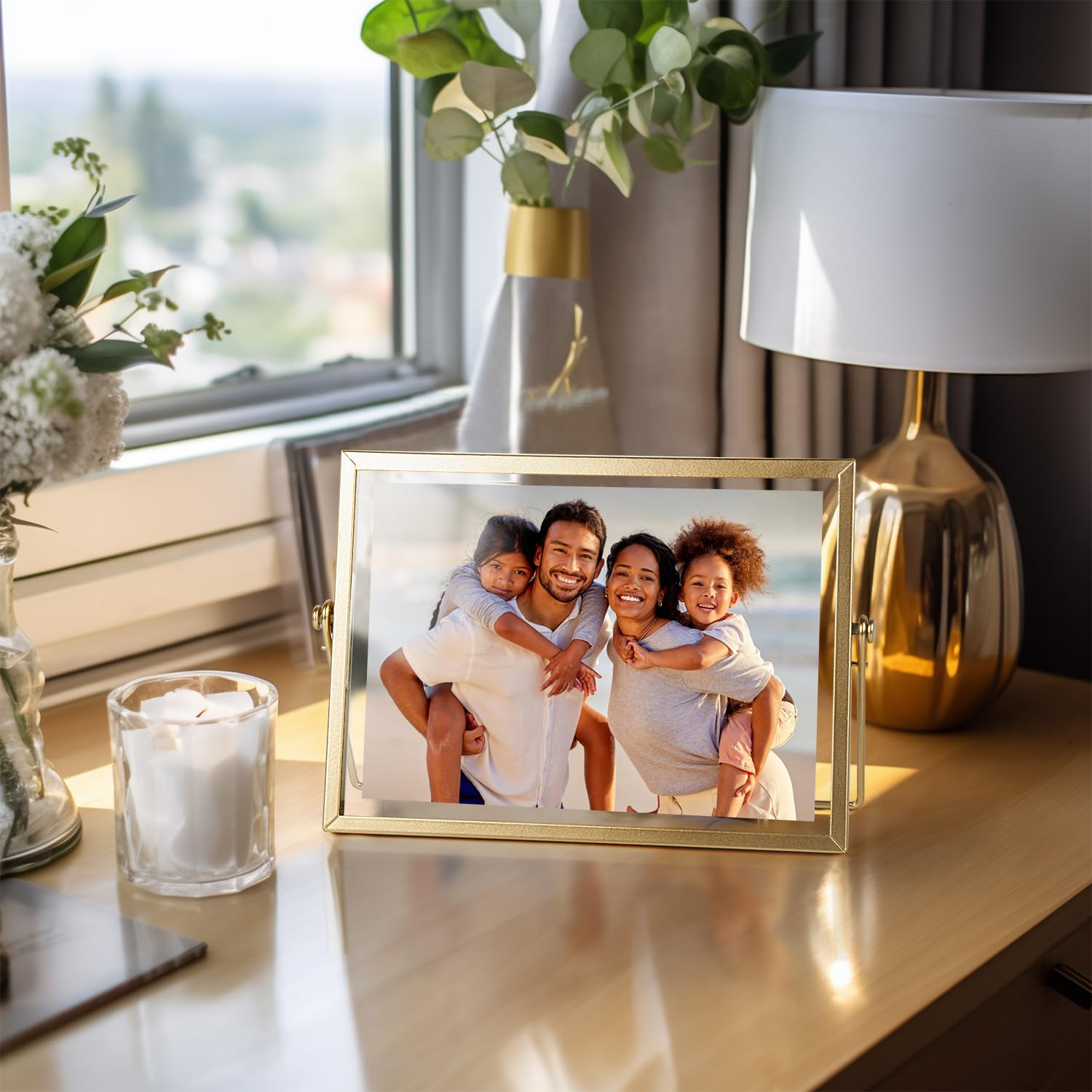 AceList 6x8 Picture Frame Set of 3 for 4x6 Picture - Gold Metal Floating Photo Frame with Glass Cover - 6x8 Frame Gold Picture F