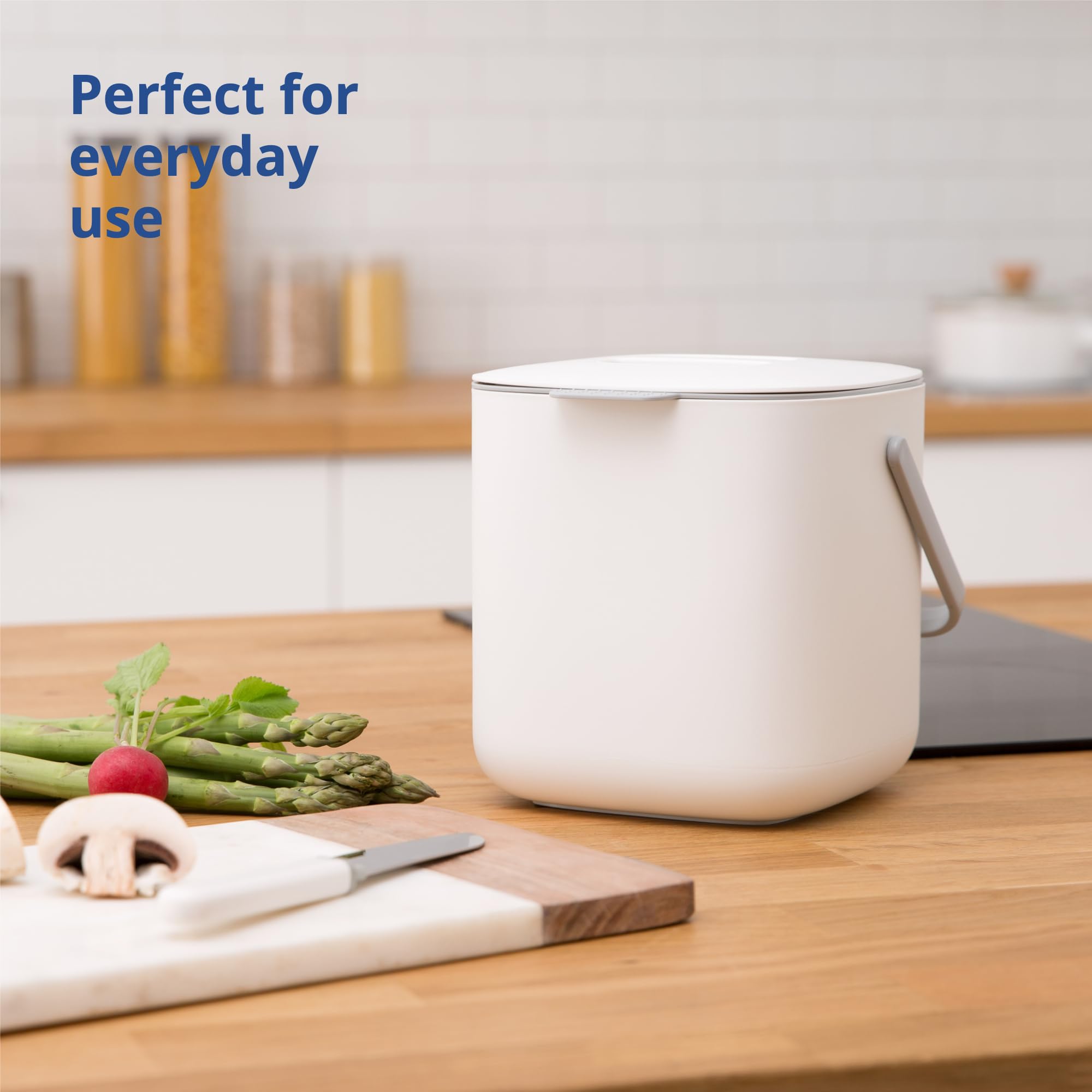 Blue Ginkgo Kitchen Compost Bin - 0.69 Gal / 2.6L Easy Clean Food Waste Bin For Kitchen | Countertop Compost Bin Kitchen Food Sc