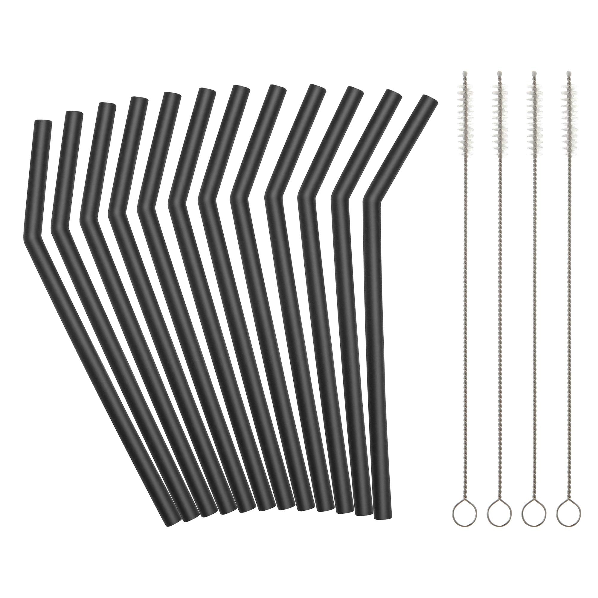 Reusable Black Silicone Straws For Toddlers & Kids - 12 Pcs Flexible Short Drink 6.7'' Straws For 6-12 Oz Yeti/Rtic/Ozark Tumble