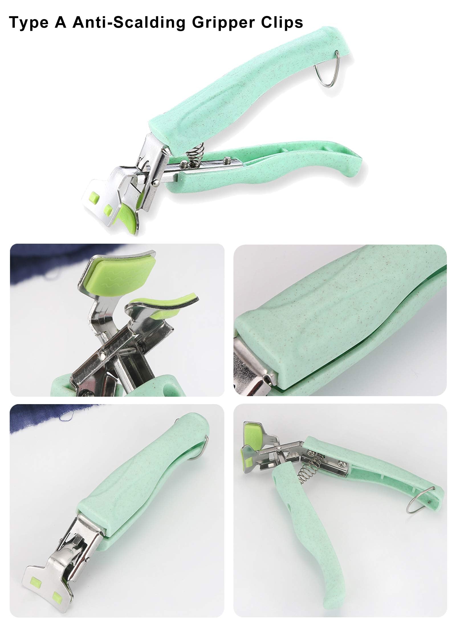 SPTECHMAKE Stainless Steel Anti-Scalding Gripper Tongs, 2-Pack, Green & Pink, Model SPTECH-COOKTO-2A, Ideal for Hot Plates & Bowls