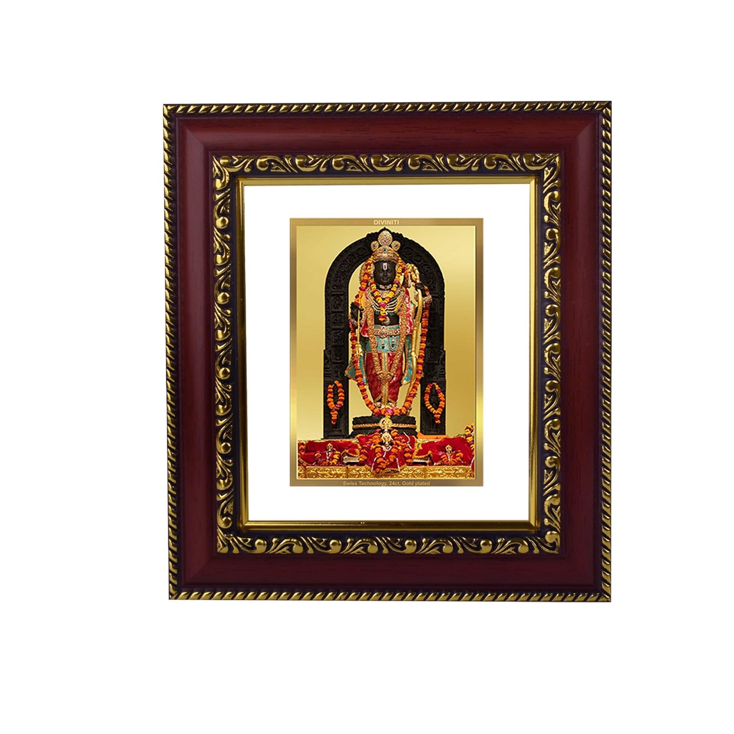 Diviniti 24K Gold Plated Ram Lalla Photo Frame For Home Decor, Wall Decor, Table Top & Puja Room | Dg Frame 113 Size 1 With 24K 