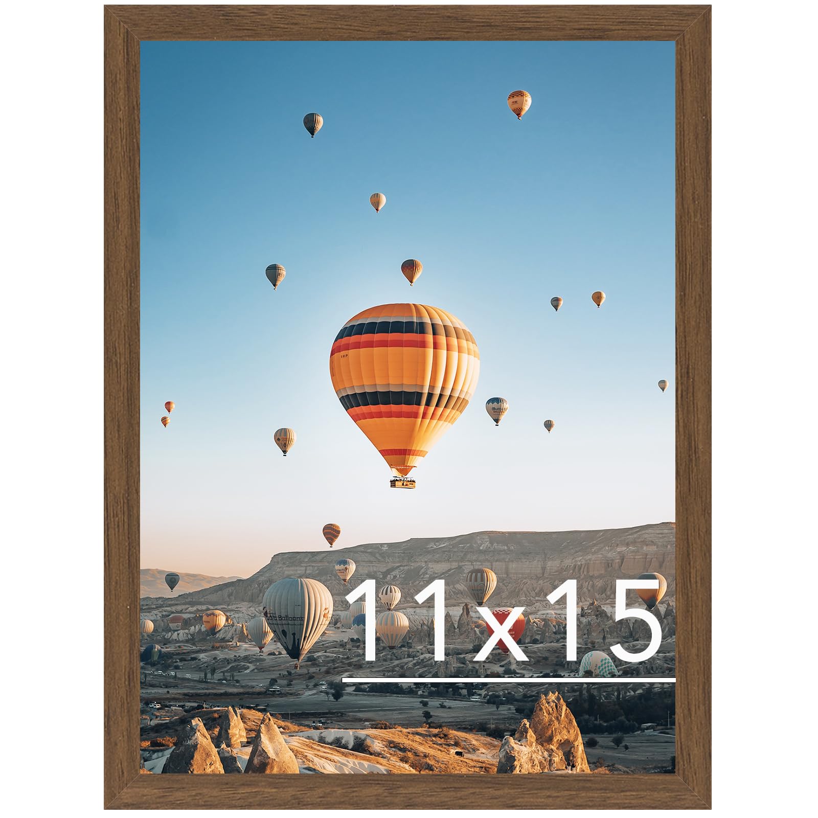 JCJMY 11x15 Picture Frame Brown for Wall Hanging, Wall Mounting Horizontally or Vertically, 11 x 15 Wall Gallery Poster Photo Fr