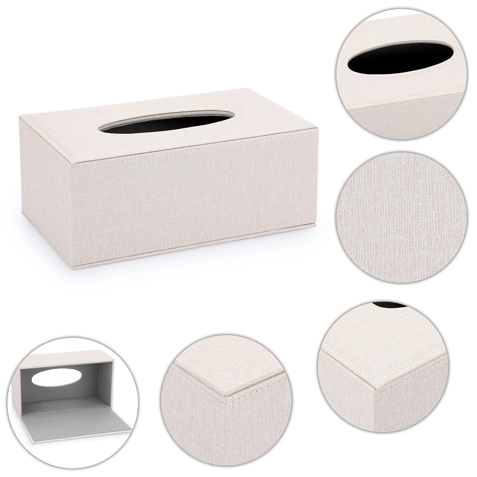 Sumnacon Tissue Box Cover Rectangle Linen Tissue Box,Stylish Tissue Box Holder With Magnetic Bottom,Decorative Tissue Cover For