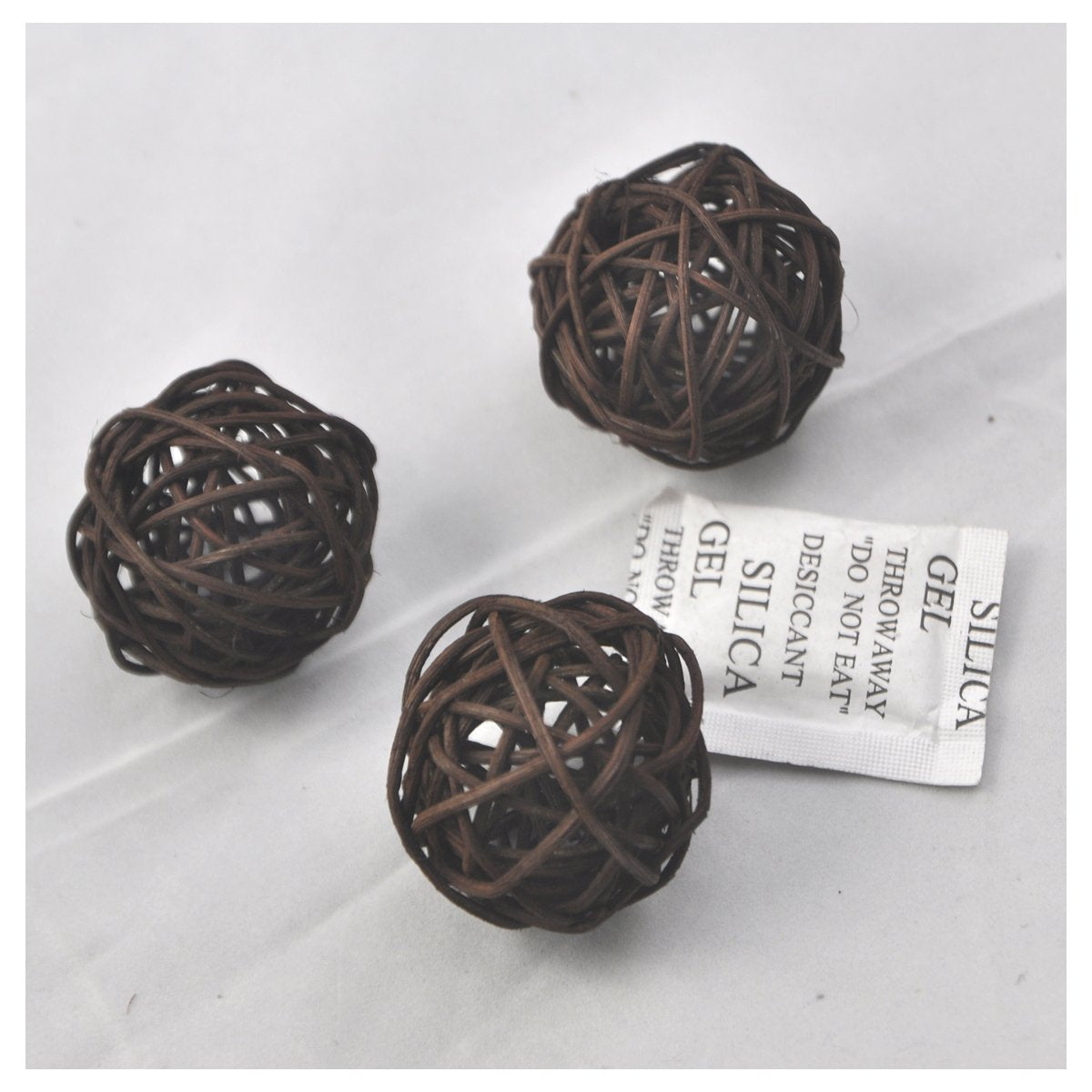Set of 6 Wicker Rattan Balls Table Wedding Party Christmas Decoration (Diameter 3.2 Inch, Dark Brown)