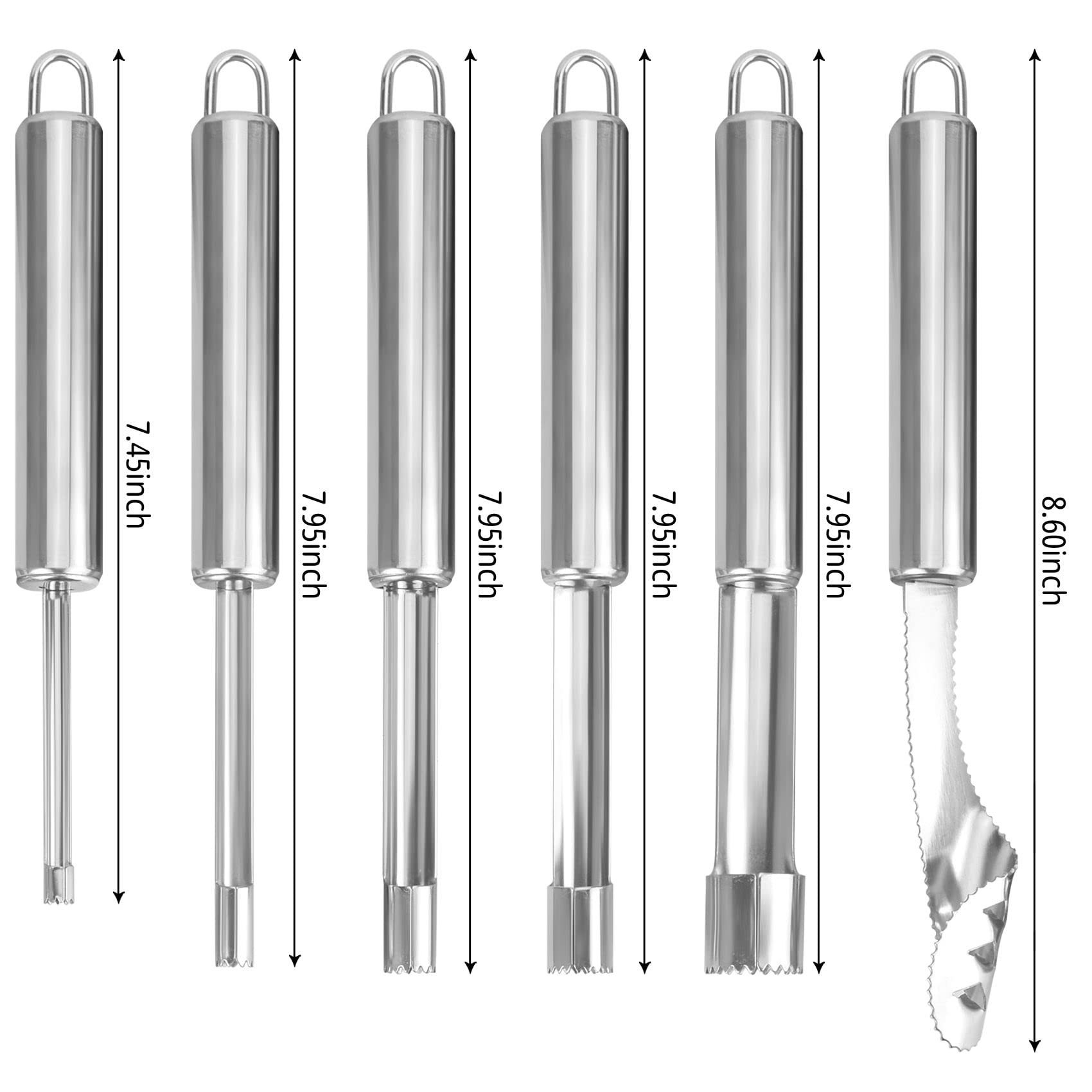 Hengdu Stainless Steel Core Remover Set,Unique Kitchen Gadgets 6-Piece Set Of Vegetables And Fruits For Corer Tool