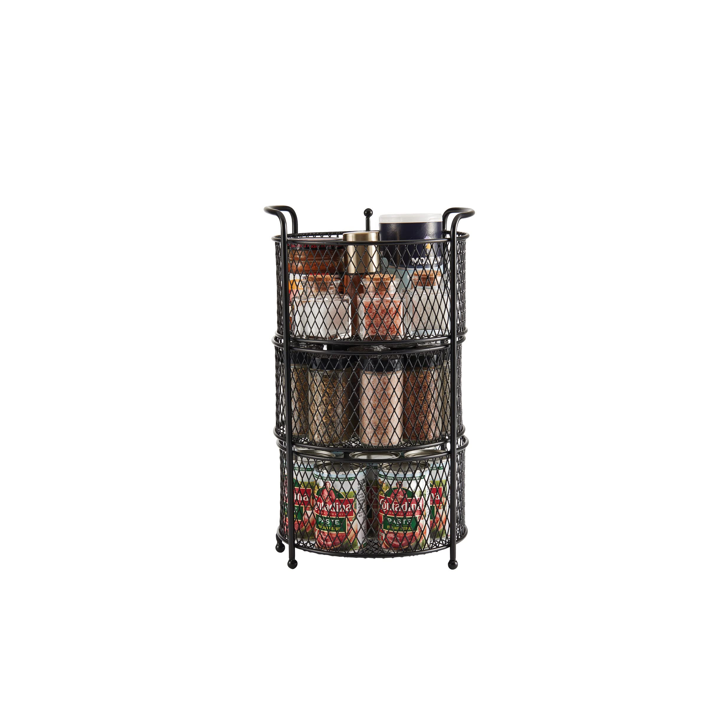 Gourmet Basics By Mikasa Soto Countertop 3 Tier Storage Organizer, 14.25-Inch, Black