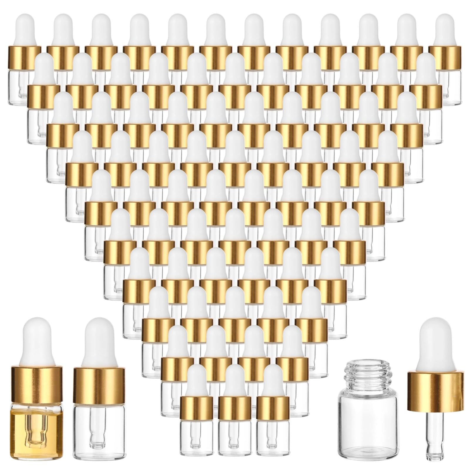 100Pcs Cuticle Oil Bottles,Small Dropper Bottle Mini Glass Cuticle Oil Bottle Bulk,Clear Essential Oil Bottles,Empty Sample Cont