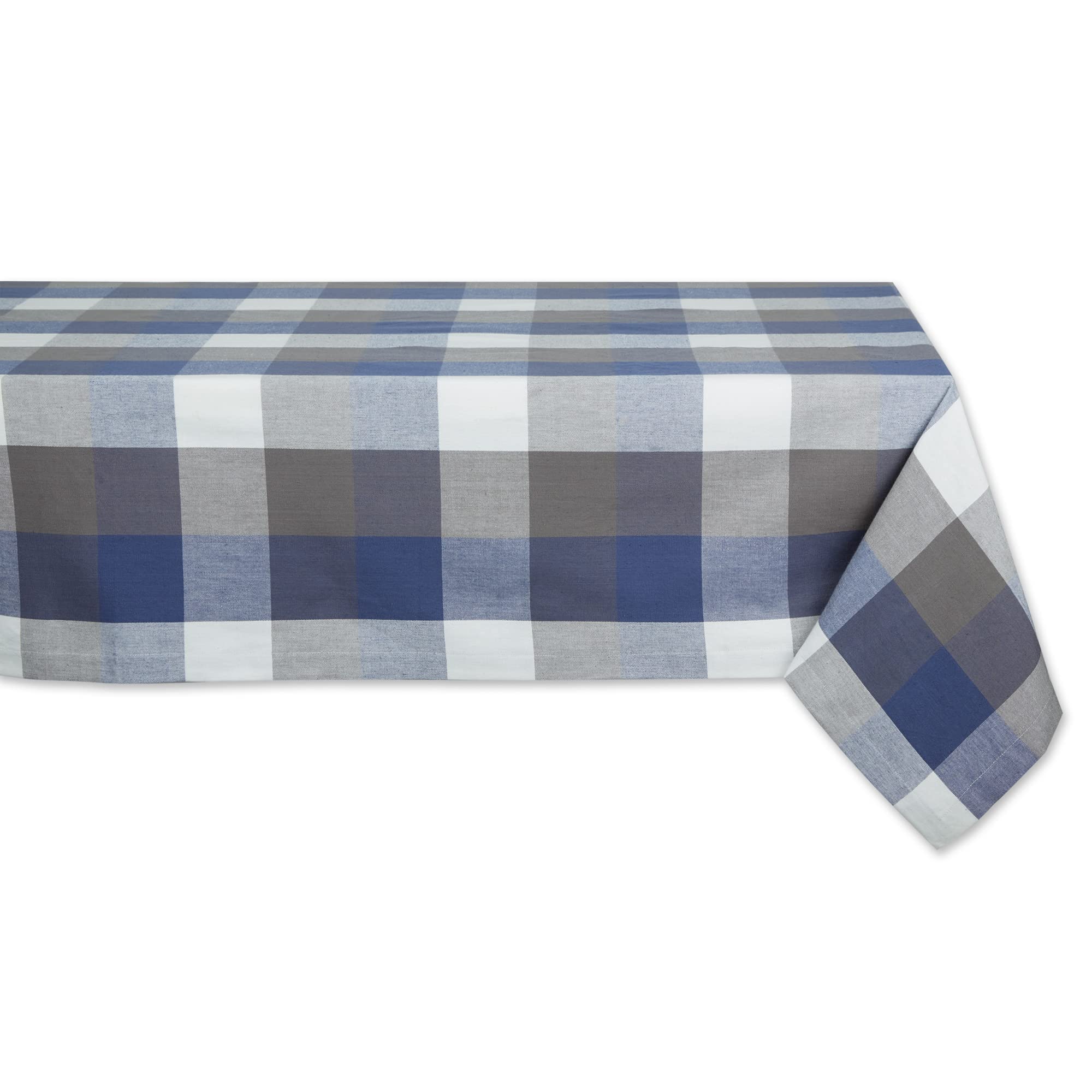 DII Tri-Color Check Collection 100% Cotton Tabletop, Tablecloth, 52x52, French Blue