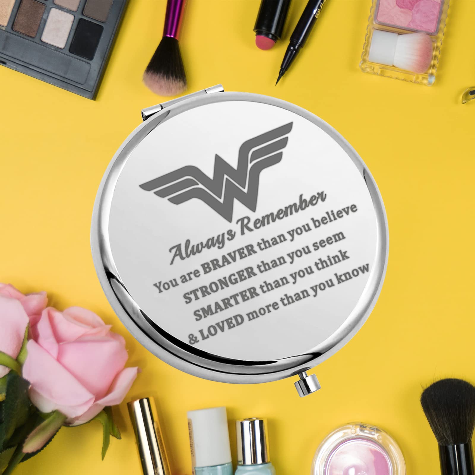 Keychin Heroine Pocket Mirror Diana Fans Gift You Are Braver Stronger Smarter Than You Think Heroine Compact Mirror (Heroine Mir