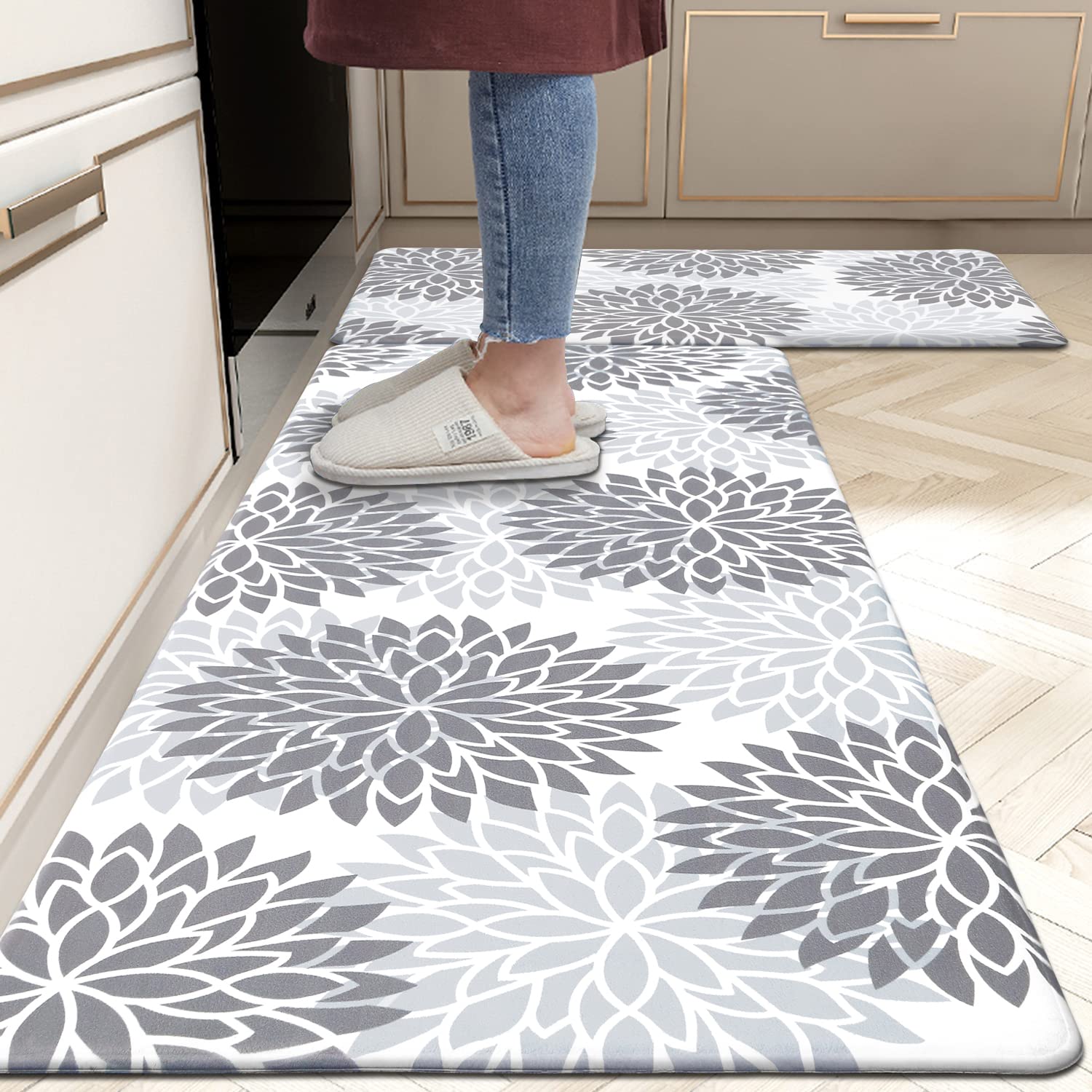 Hebe Anti Fatigue Kitchen Rug Sets 2 Piece Non Slip Kitchen Mats For Floor Cushioned Kitchen Rugs And Mats Waterproof Comfort St
